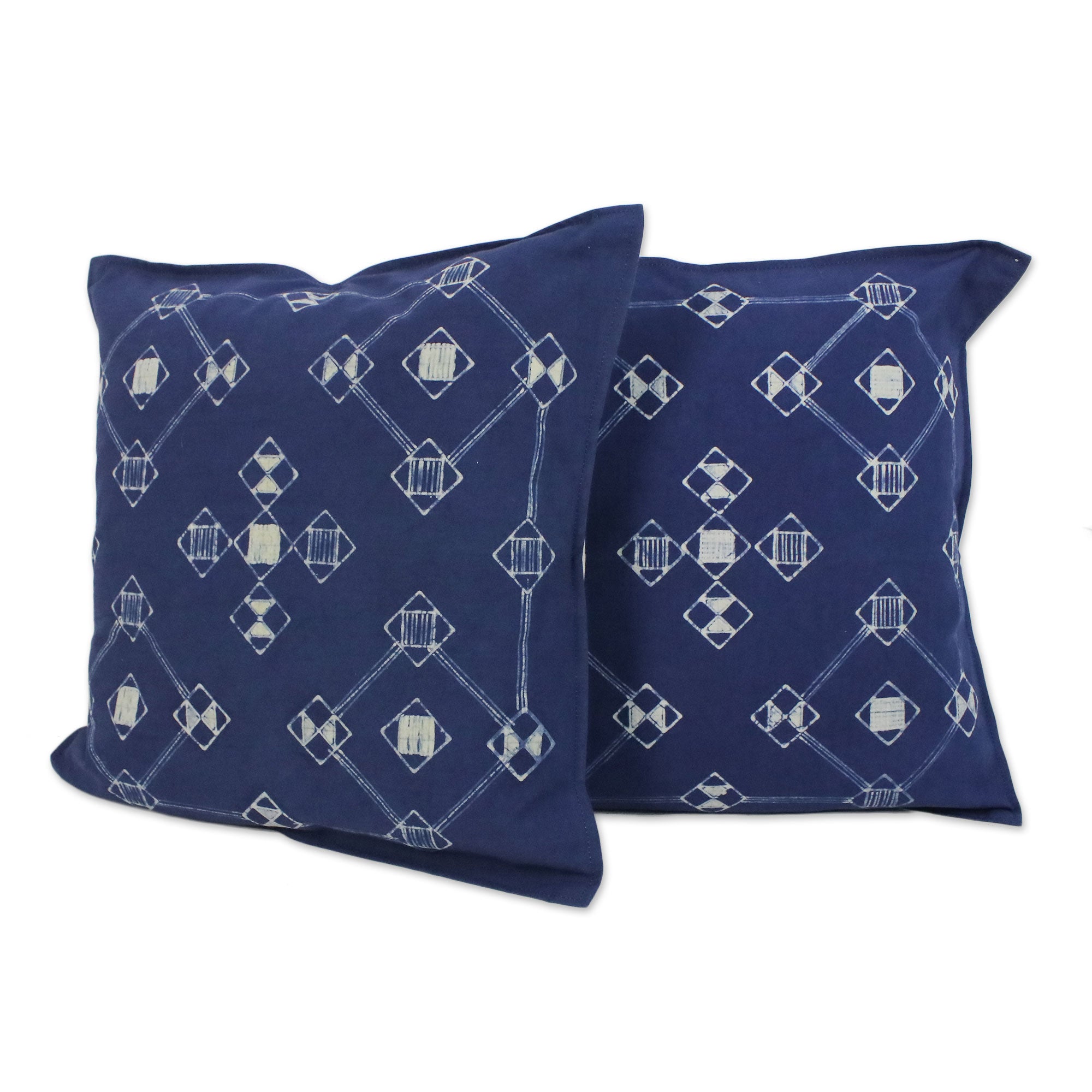 Premium Geometric Mood Batik Cotton Cushion Covers - Handcrafted Pair