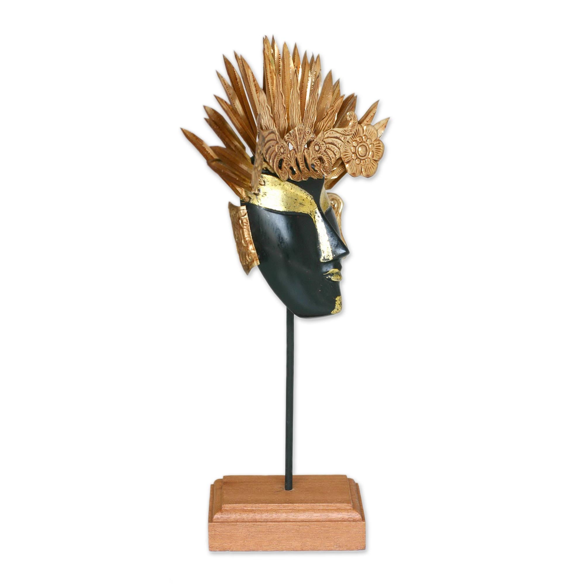 Premium Golden Queen Wood & Copper Mask