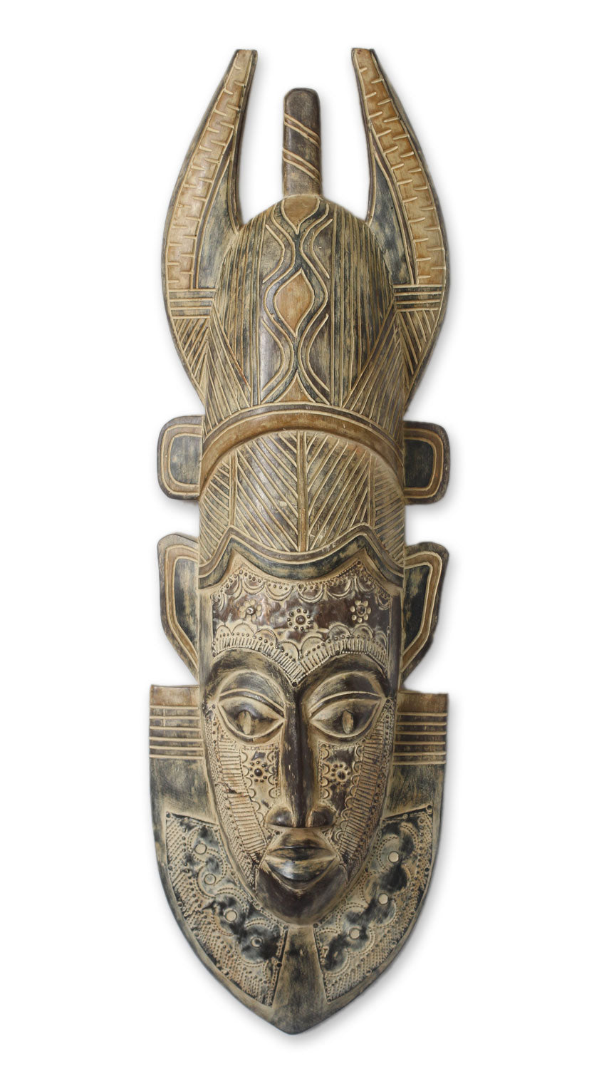 Premium Power African Wood Mask - Handcrafted Wall Art