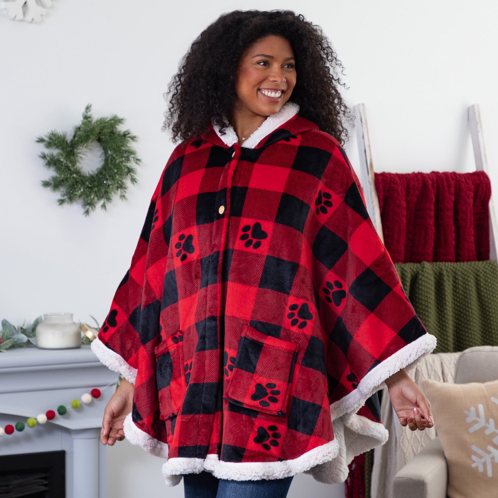 Ultimate Cozy Paw Print Hoodie Blanket - Premium Wearable Cape
