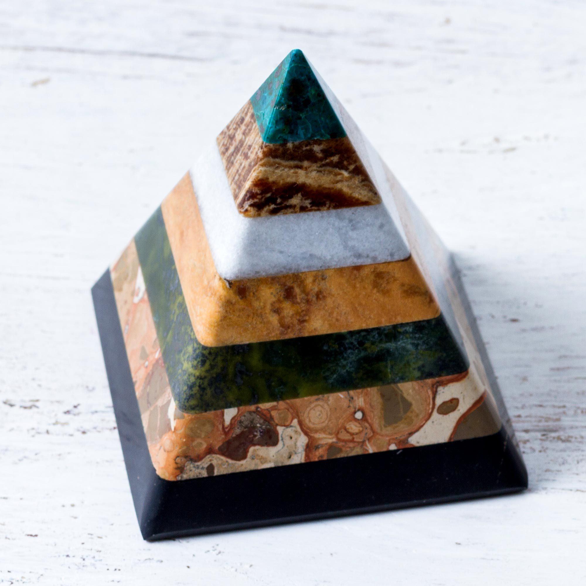 Premium Handcrafted Gemstone Pyramid Sculpture - Natural Energy Enhancer