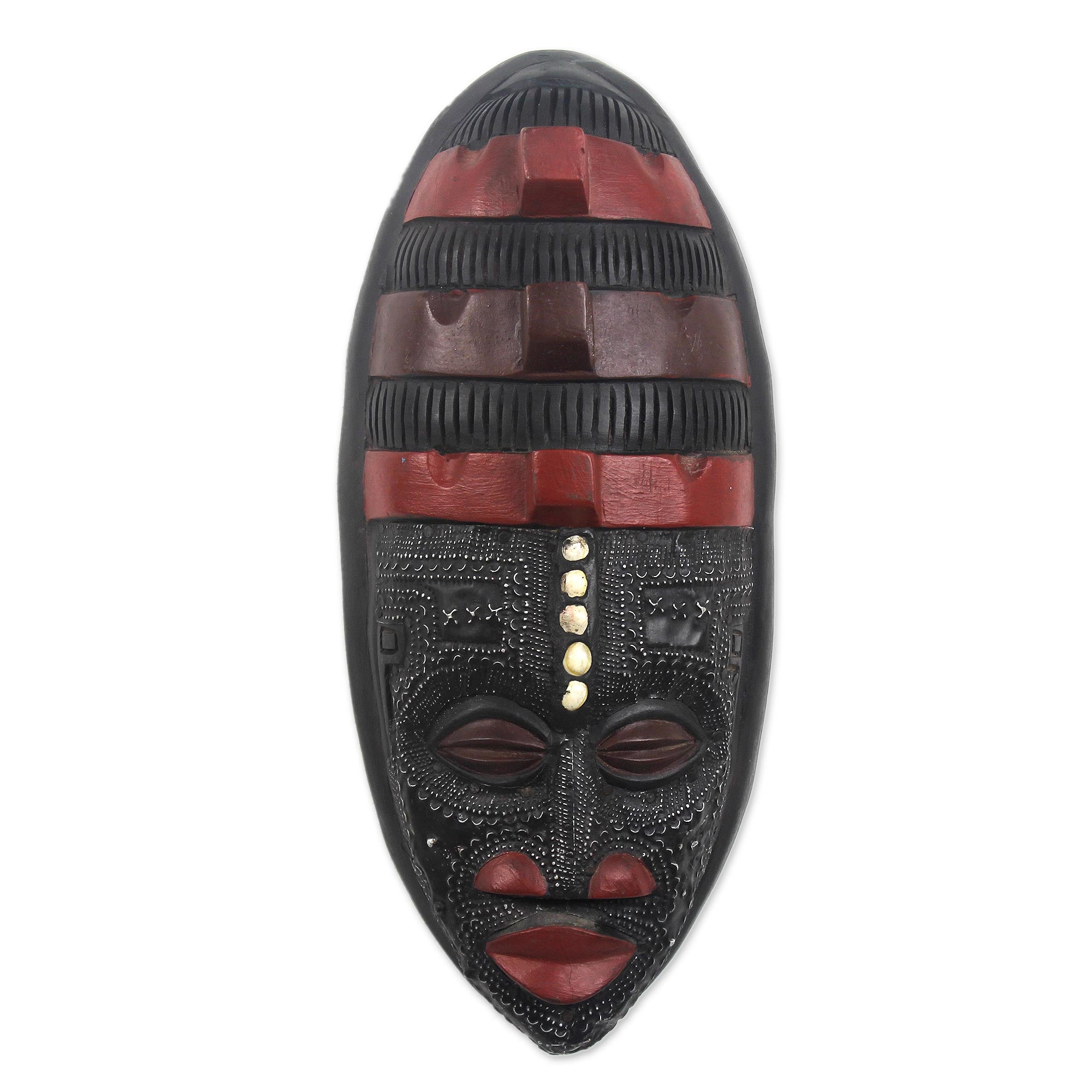 Premium Akan Blessing African Wood Mask - Handcrafted Artistry