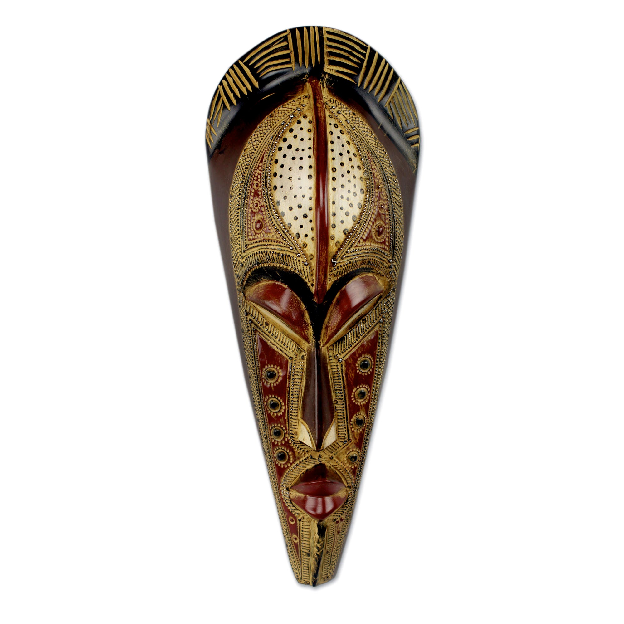 Premium Hand-Carved 'Silence is Golden' African Wall Mask - Authentic Ghanaian Art