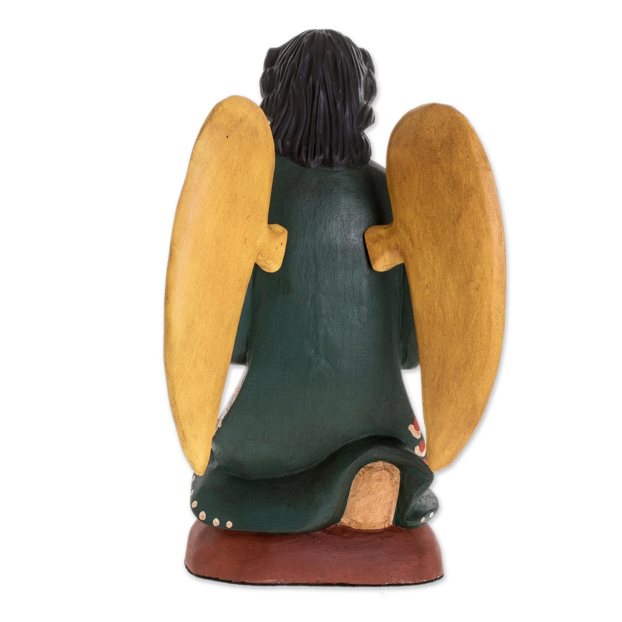 Premium Angel of Gratitude Handcrafted Pinewood Sculpture - Ultimate Spiritual Decor