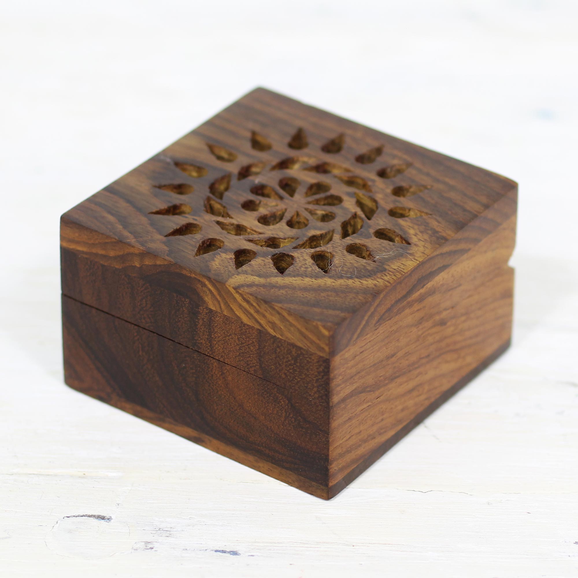 Premium Handcrafted Mango Wood Decorative Box with Floral Jali Design