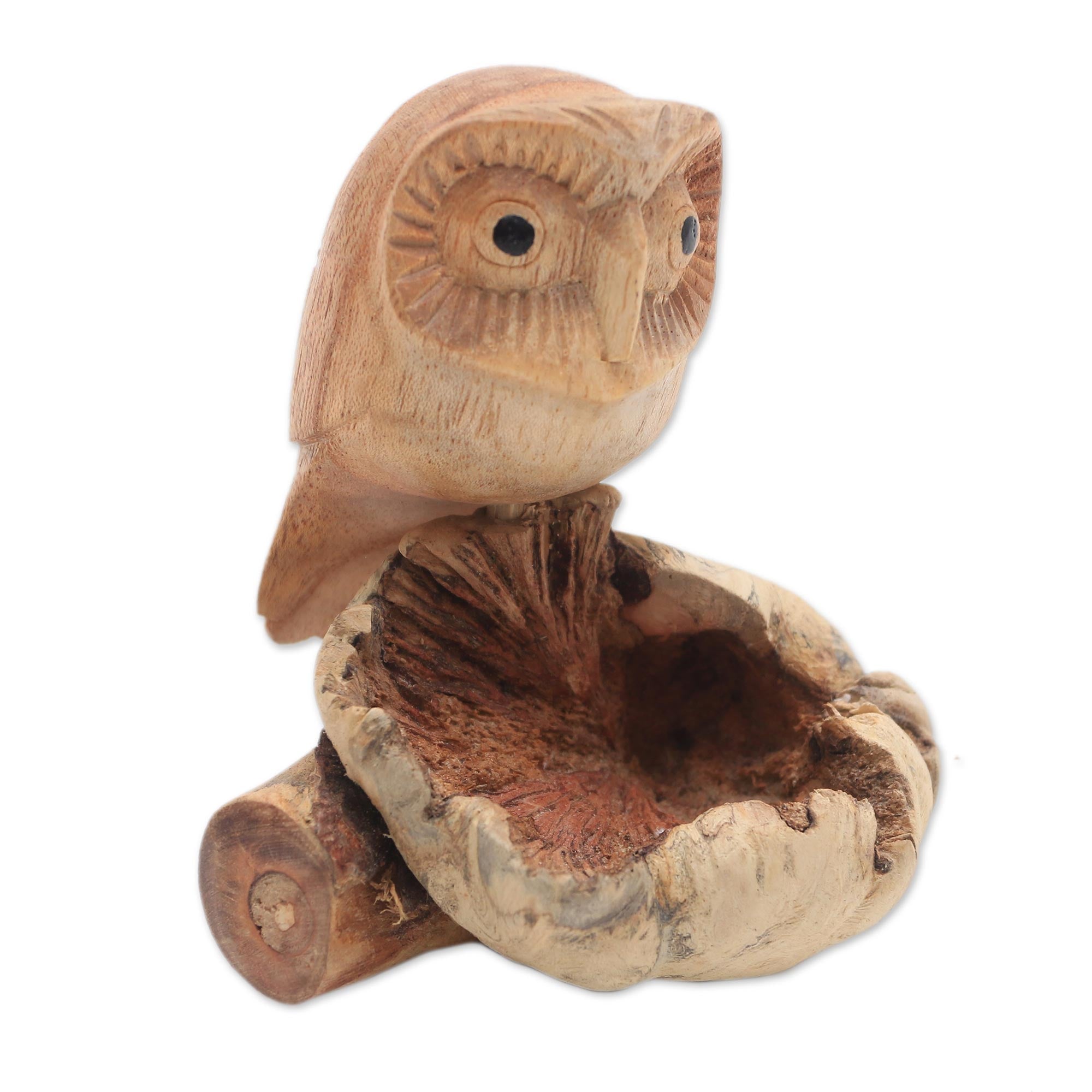 Premium Hand-Carved Lone Owl Figurine - Eco-Friendly Bali Decor
