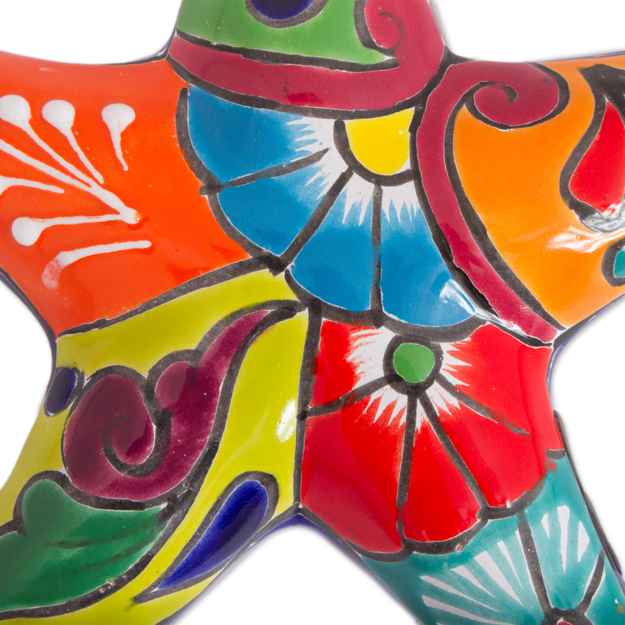 Premium Handcrafted Talavera-Style Ceramic Starfish Wall Sculpture from Mexico