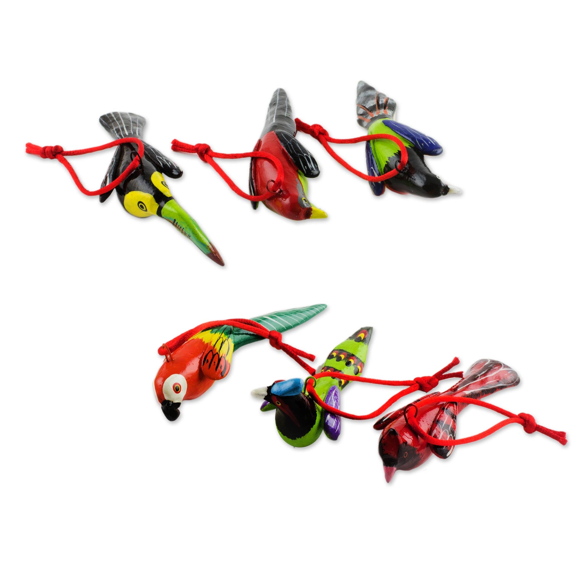 Premium Handmade Forest Birds Hanging Ornaments - Set of 6