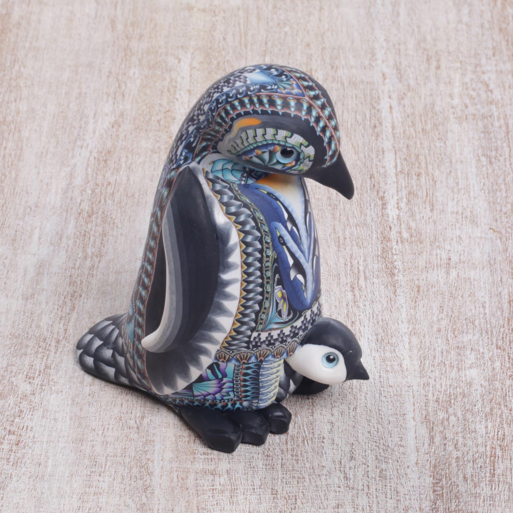 Premium Handcrafted Polymer Clay Mother Penguin Sculpture – 4 Inch Artisan Masterpiece