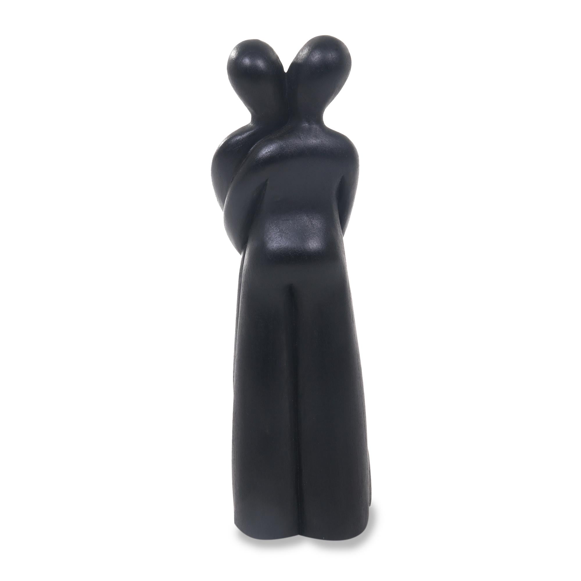Premium Hand-Carved Family Bond Wood Statuette
