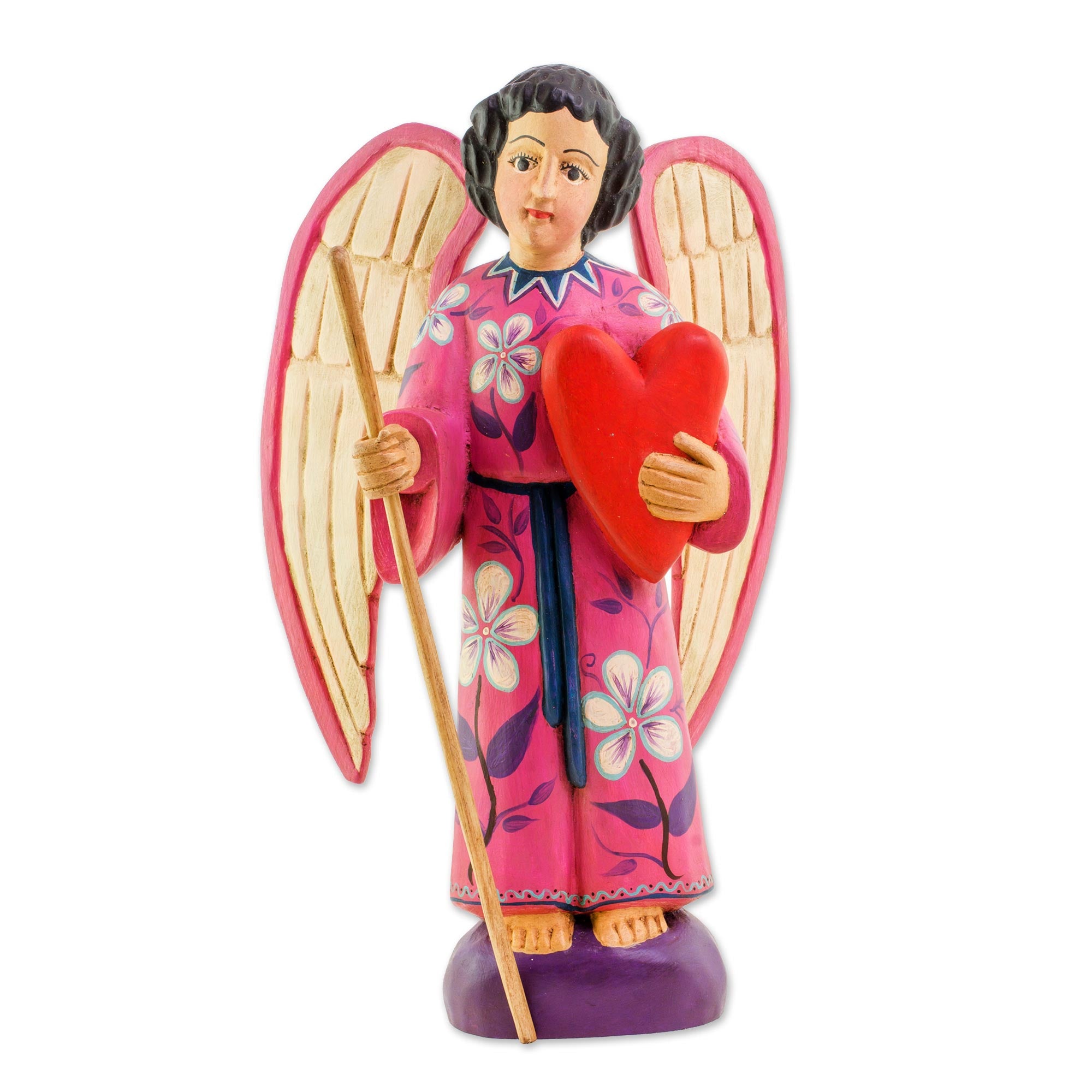 Premium Hand-Painted Loving Angel Sculpture – Guatemalan Artisan Crafted