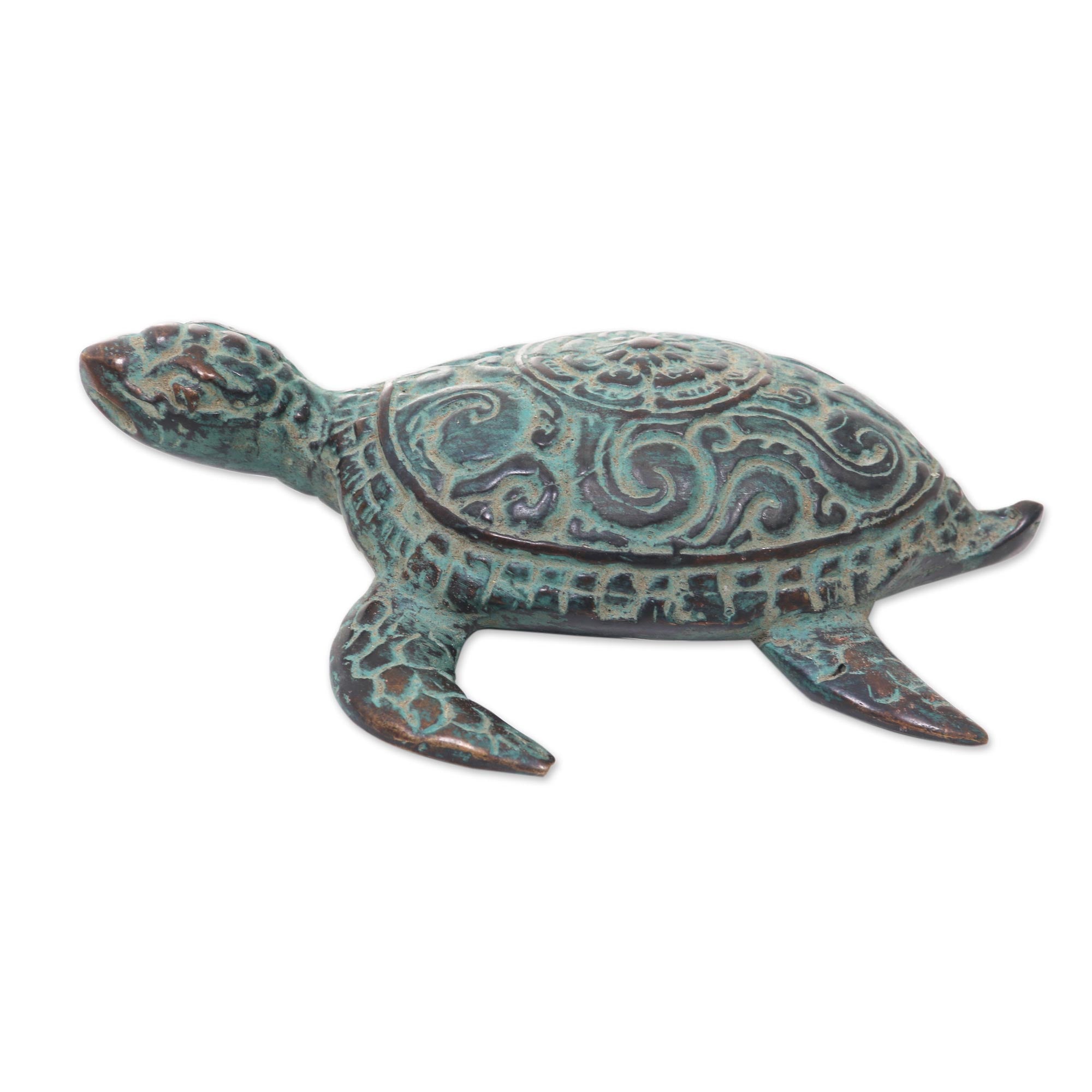 Premium Green Turtle Bronze Sculpture – Handcrafted Artisan Decor