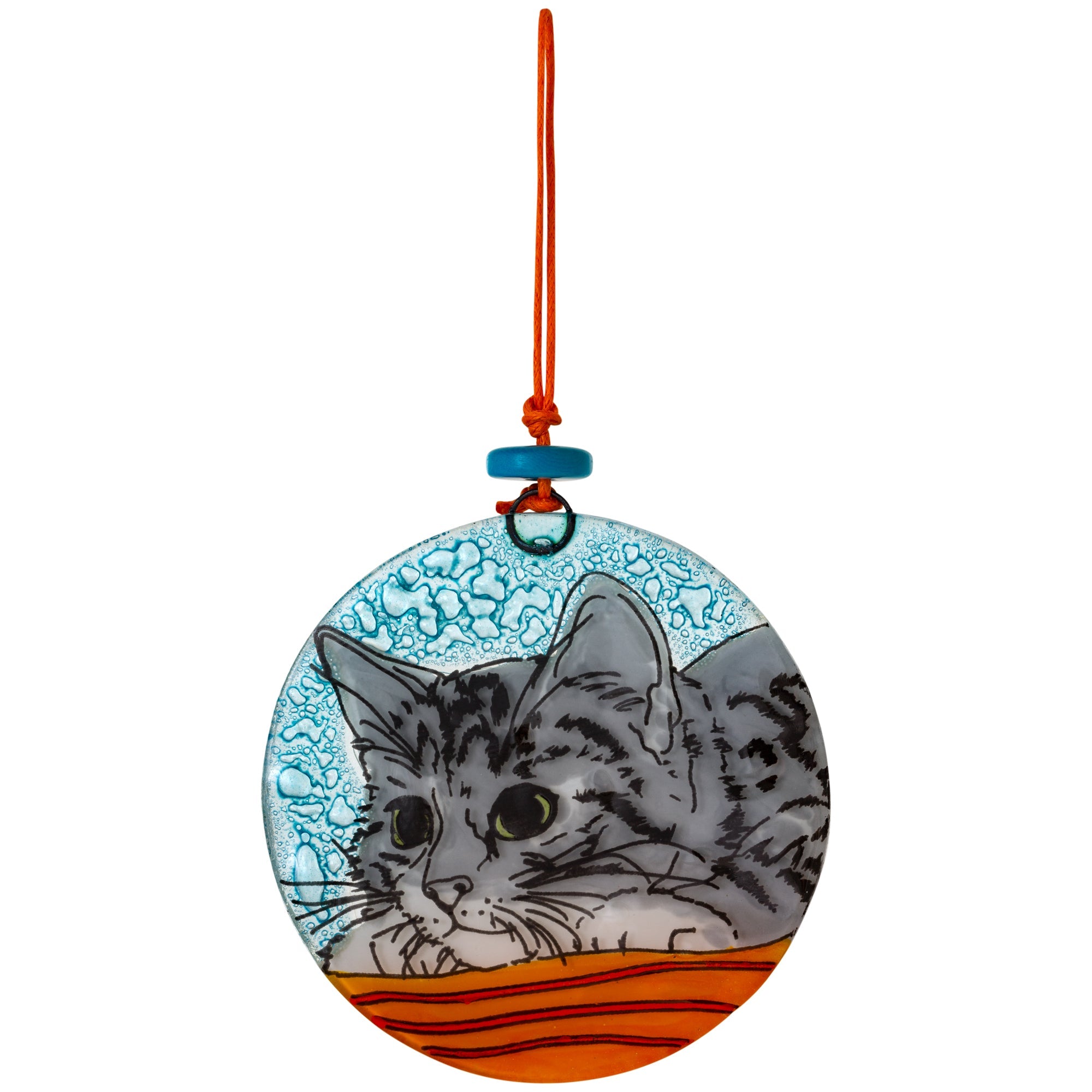 Premium Recycled Glass Cat Ornament - Handmade Fair-Trade Decor