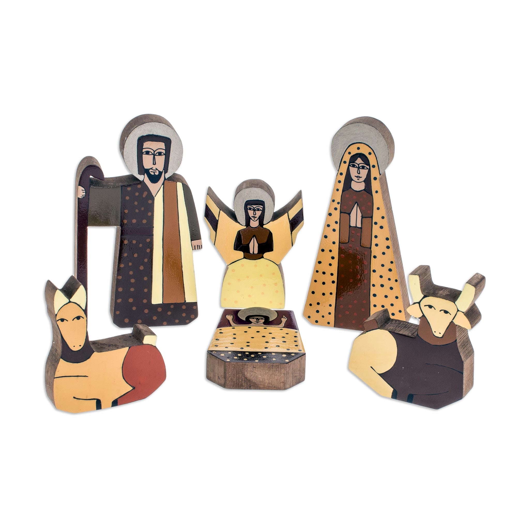 Premium Handcrafted Nativity Scene Set - 11 Piece Christian Christmas Wood Sculpture
