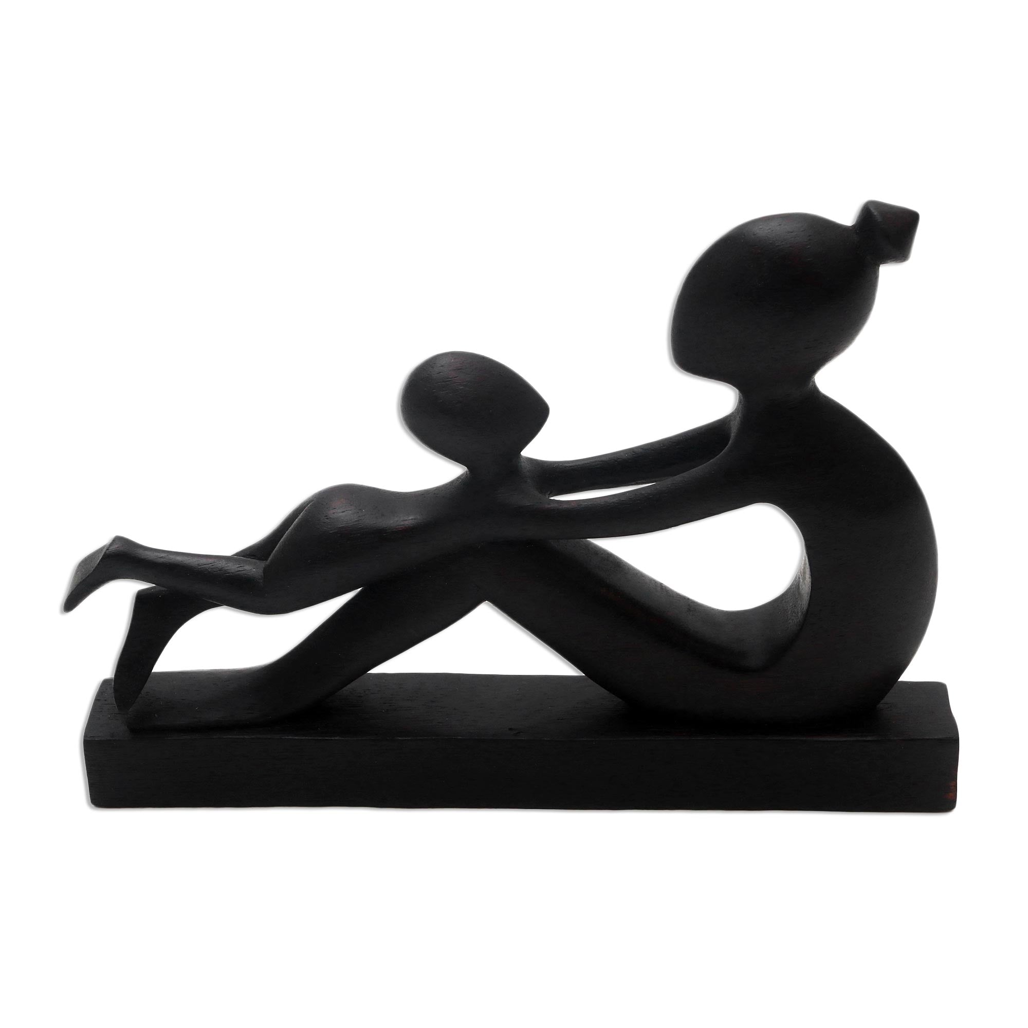 Premium Shape of Love: Handcrafted Suar Wood Mother & Child Sculpture
