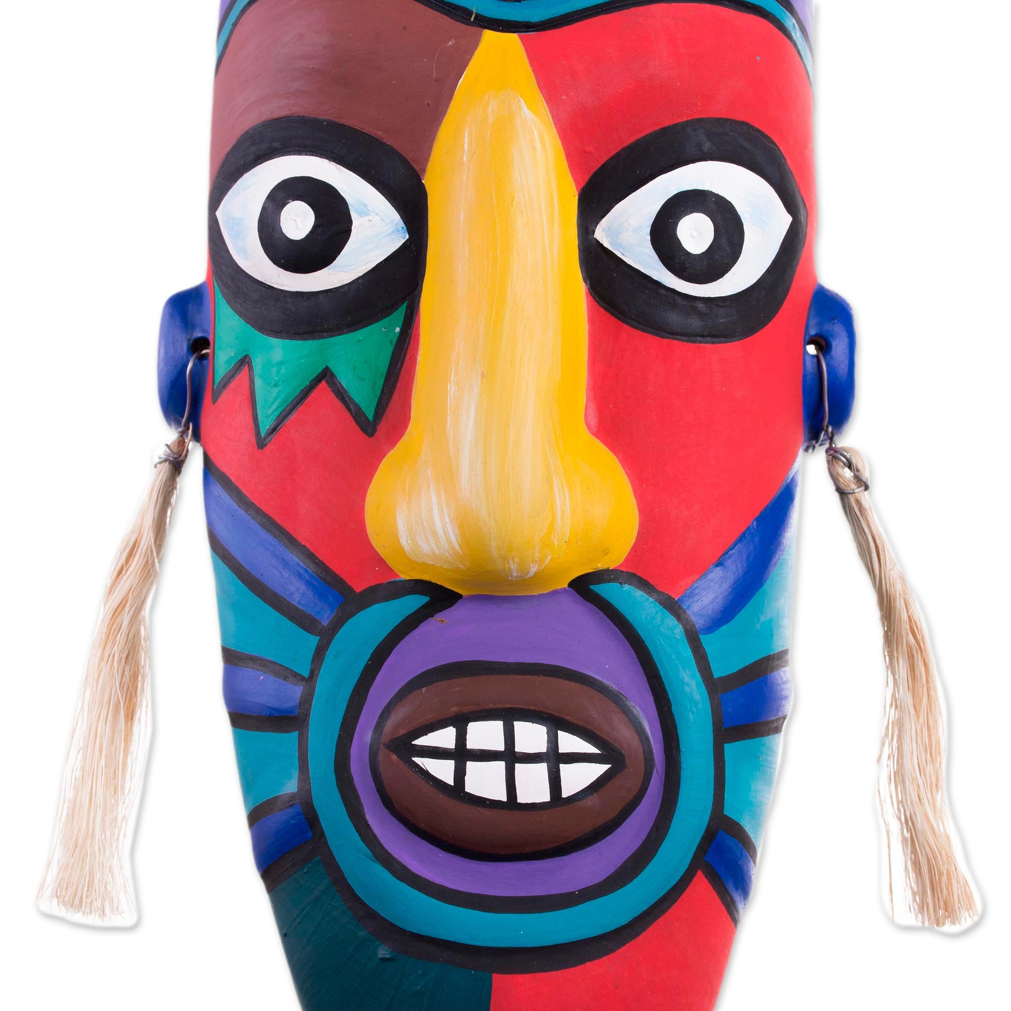 Premium Handcrafted Ceramic Folk Art Masks - Ancient Peruvian Culture Inspired (Pair)