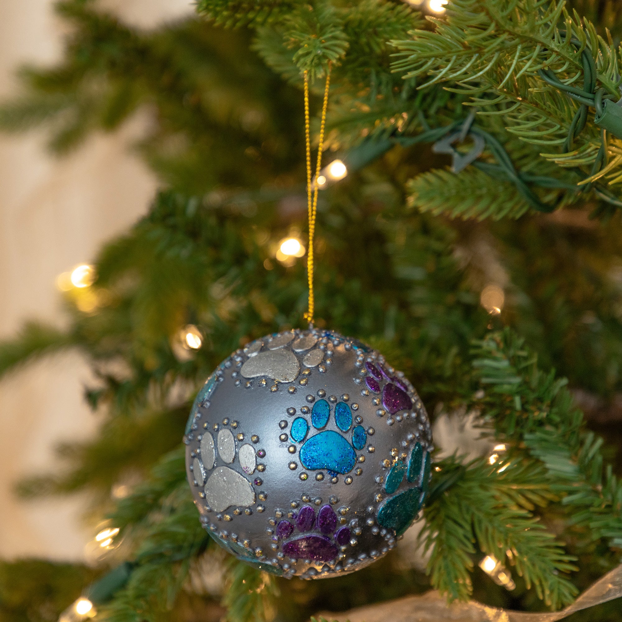 Premium Beaded Paw Print Ornament | Fair Trade Handcrafted