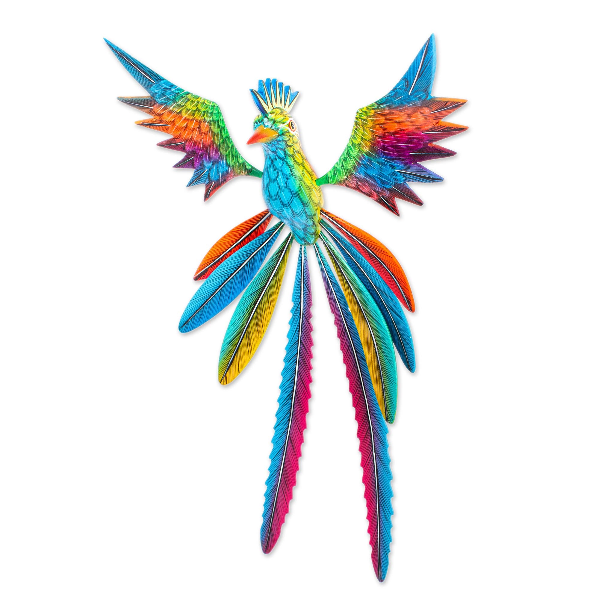Premium Handcrafted Quetzal Alebrije Sculpture - Psychedelic Wood Art