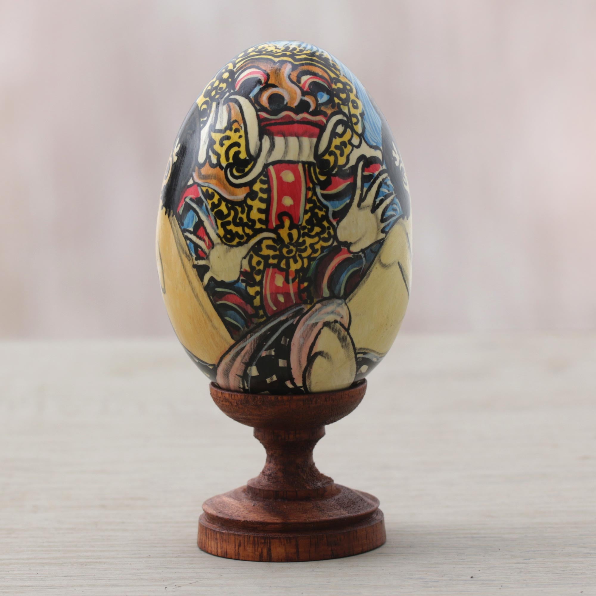 Premium Calon Arang Egg-Shaped Wooden Witch Sculpture – Handcrafted Art from Bali
