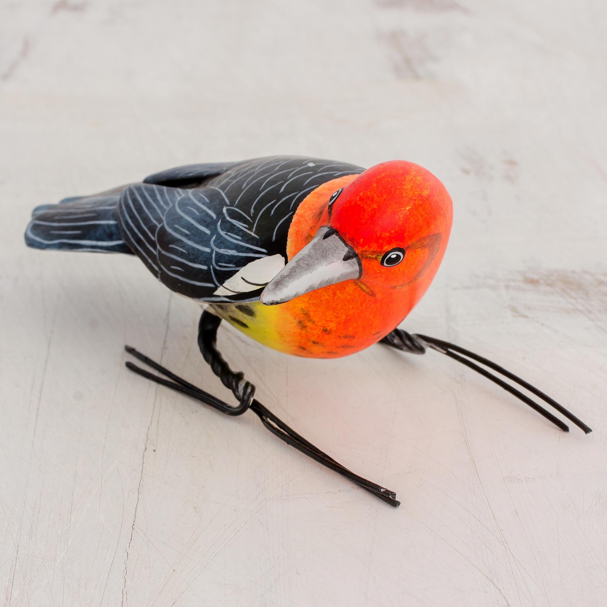 Premium Handcrafted Woodpecker Ceramic Figurine - Authentic Guatemalan Art
