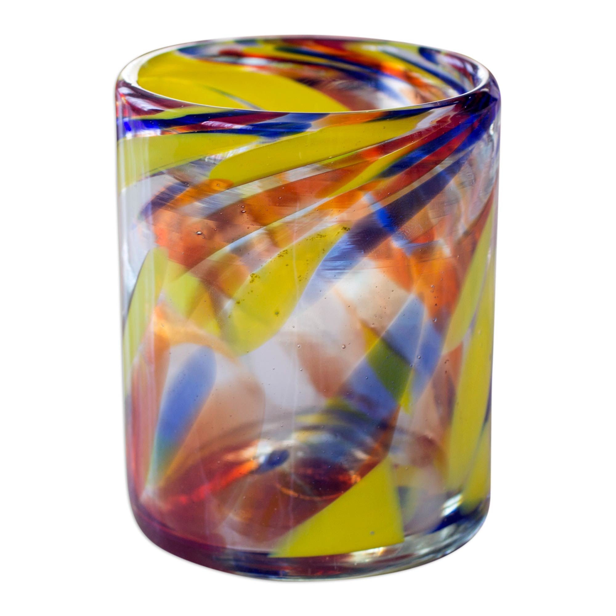 Premium Liquid Confetti Handblown Recycled Glass Juice Glasses - Unique Mexican Artistry