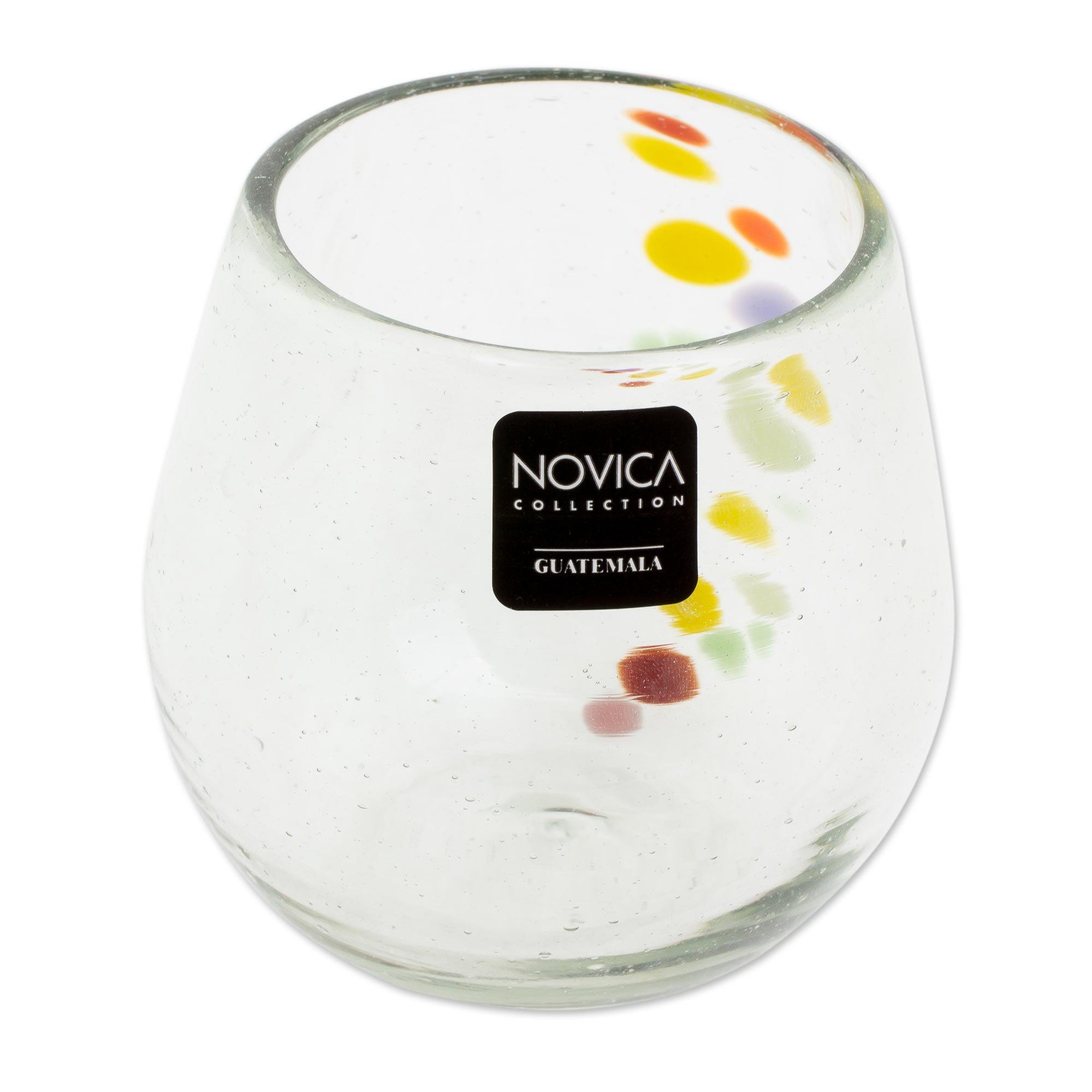 Premium Handcrafted Recycled Glass Dot Stemless Wine Glasses (Set of 4) - Ultimate Eco-Friendly Elegance