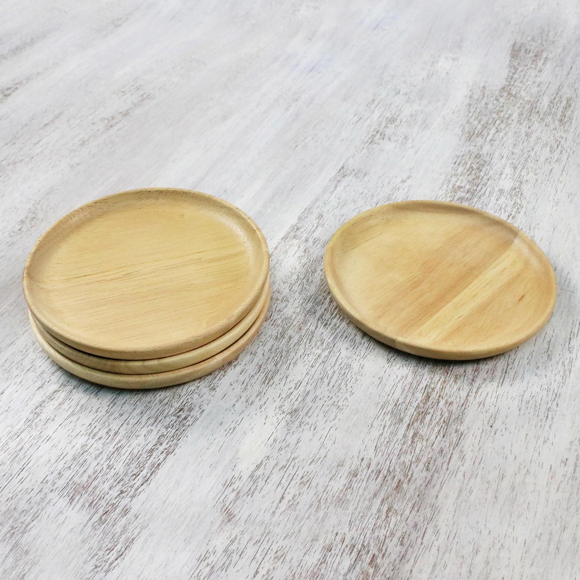 Premium Rubberwood Dessert Plates - Handcrafted in Thailand