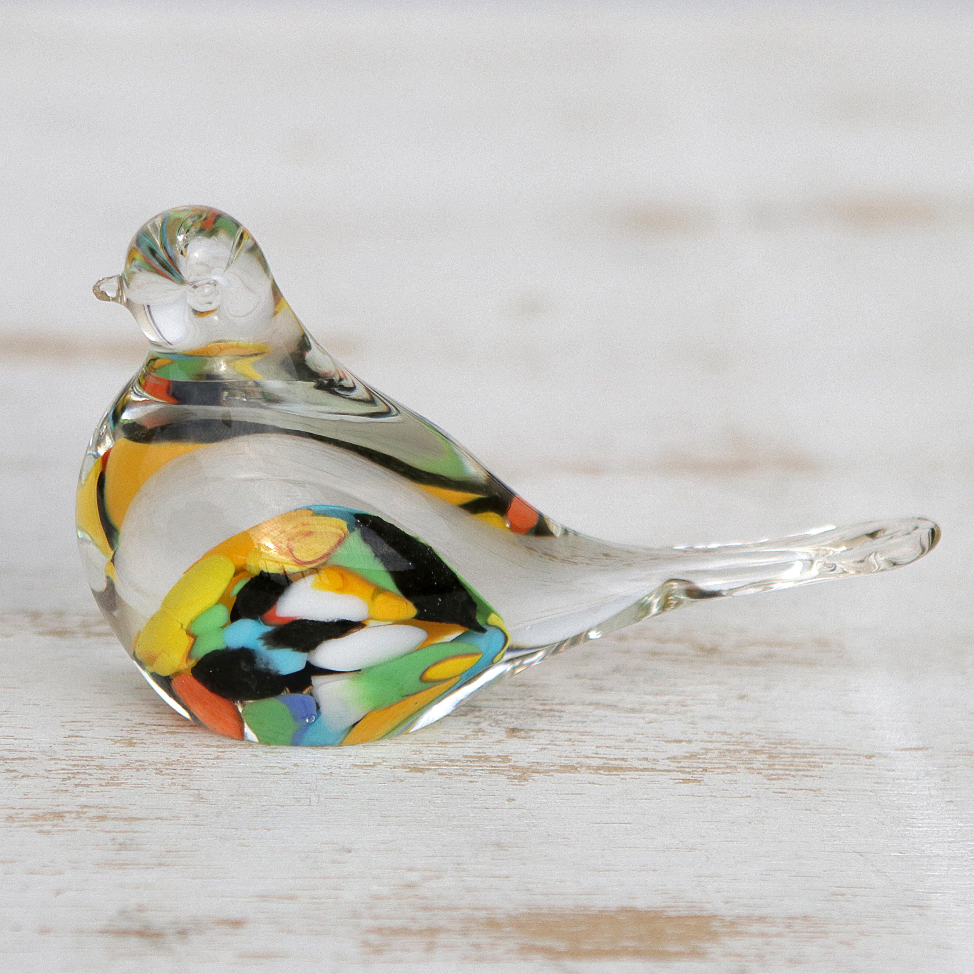 Premium Confetti Canary Handblown Art Glass Paperweight - Ultimate Desk Decor