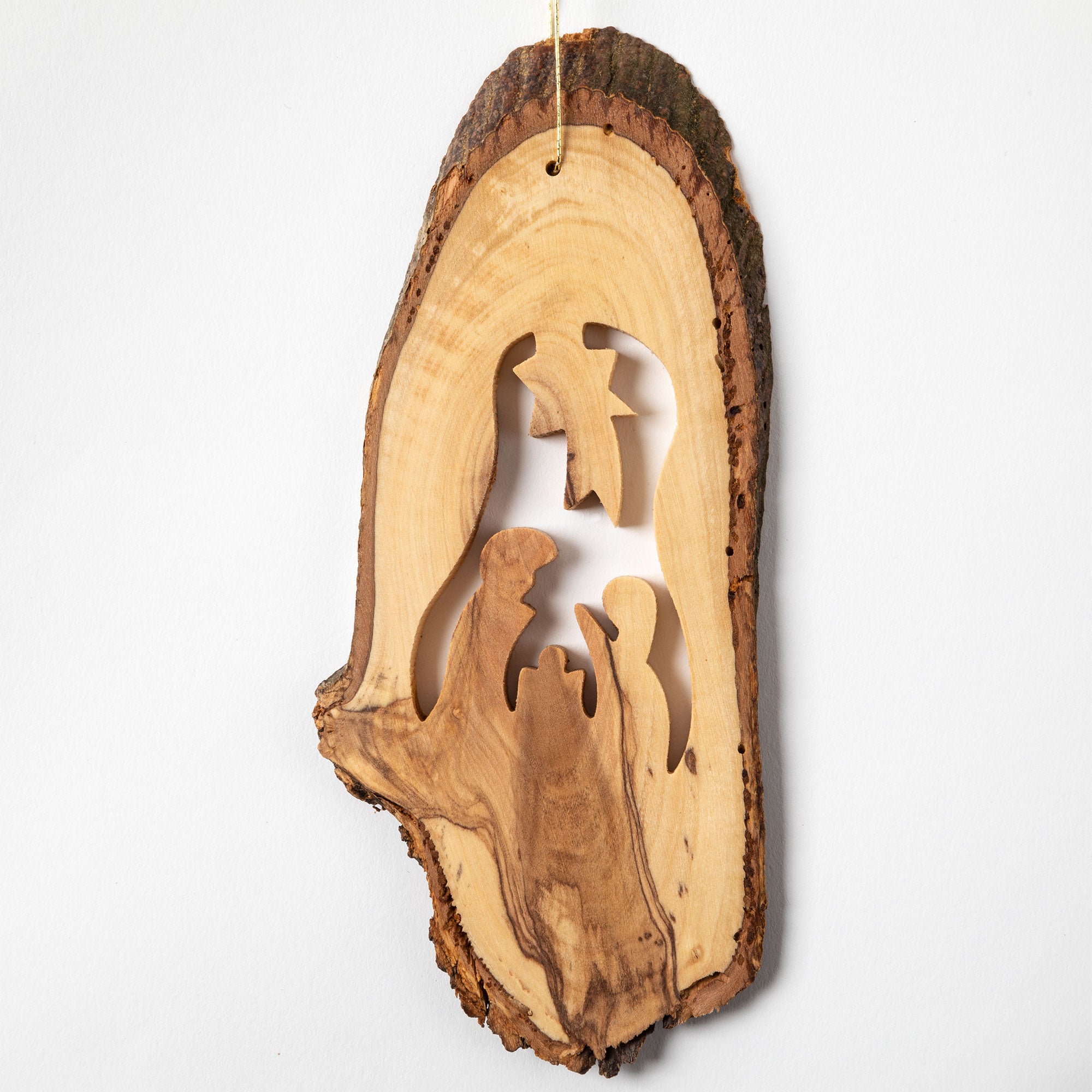 Premium Olive Wood Nativity Ornament - Handcrafted Christmas Decoration