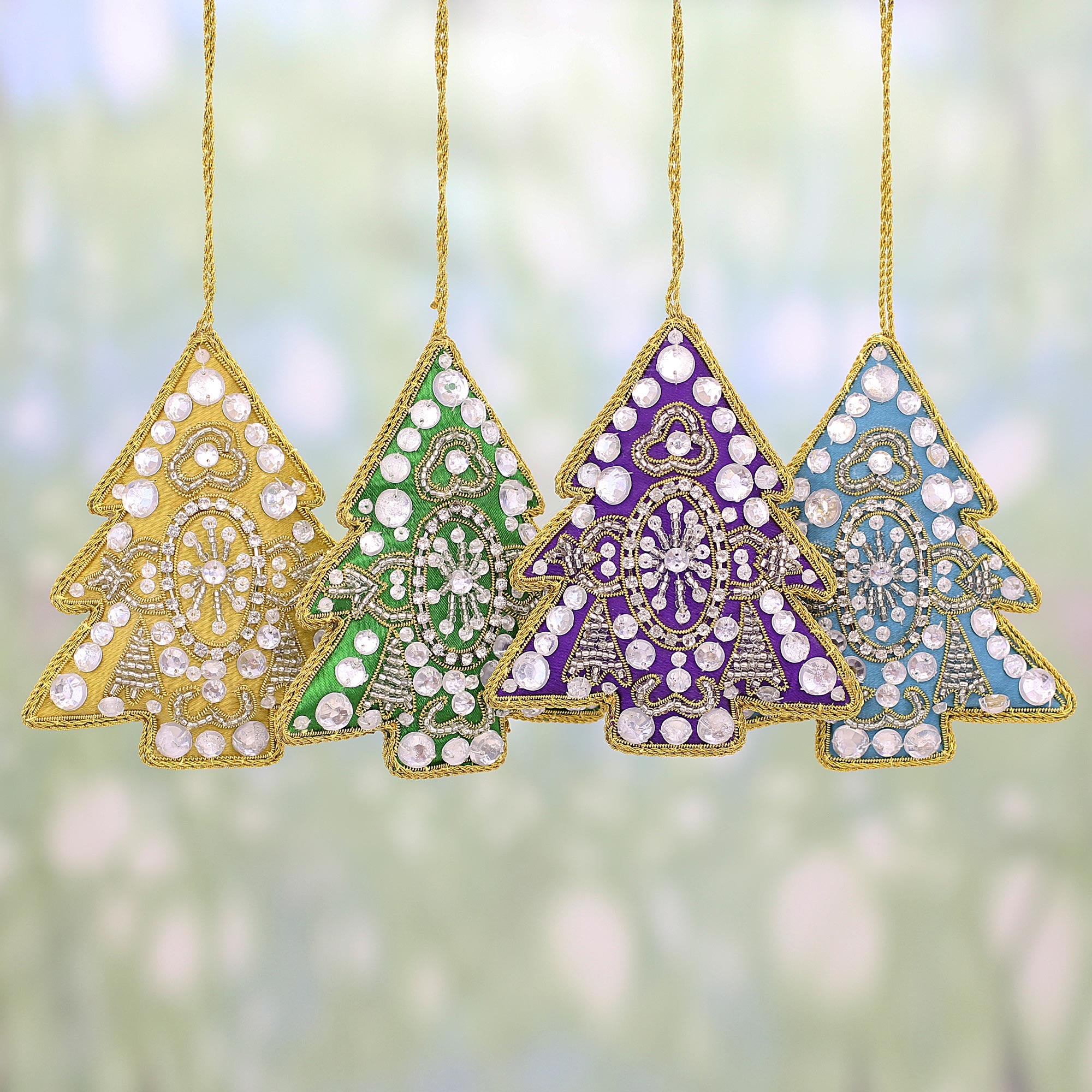 Premium Handmade Christmas Glass Ornaments - Set of 4