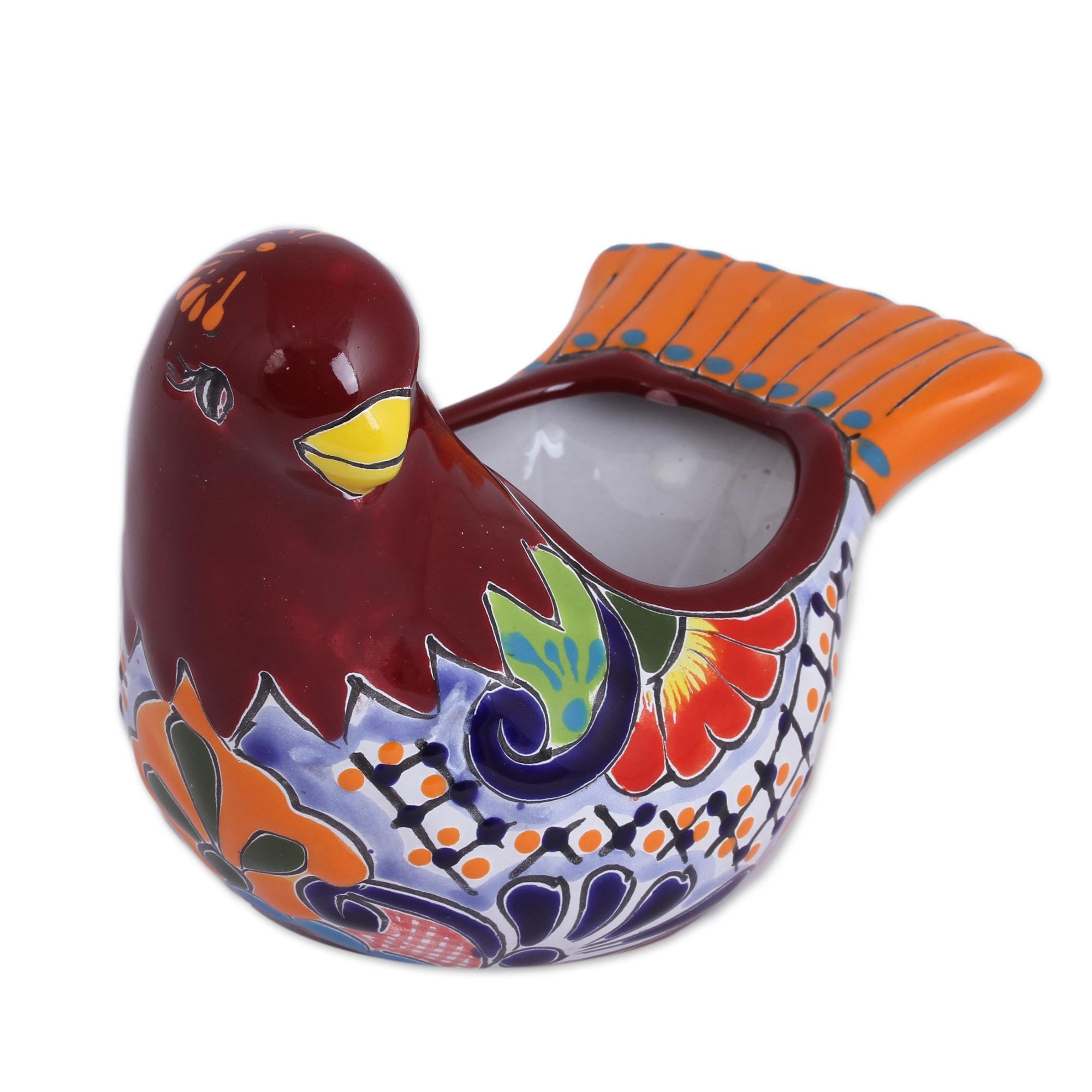 Premium Hand-Painted Ceramic Dove Planter – Authentic Mexican Talavera Art
