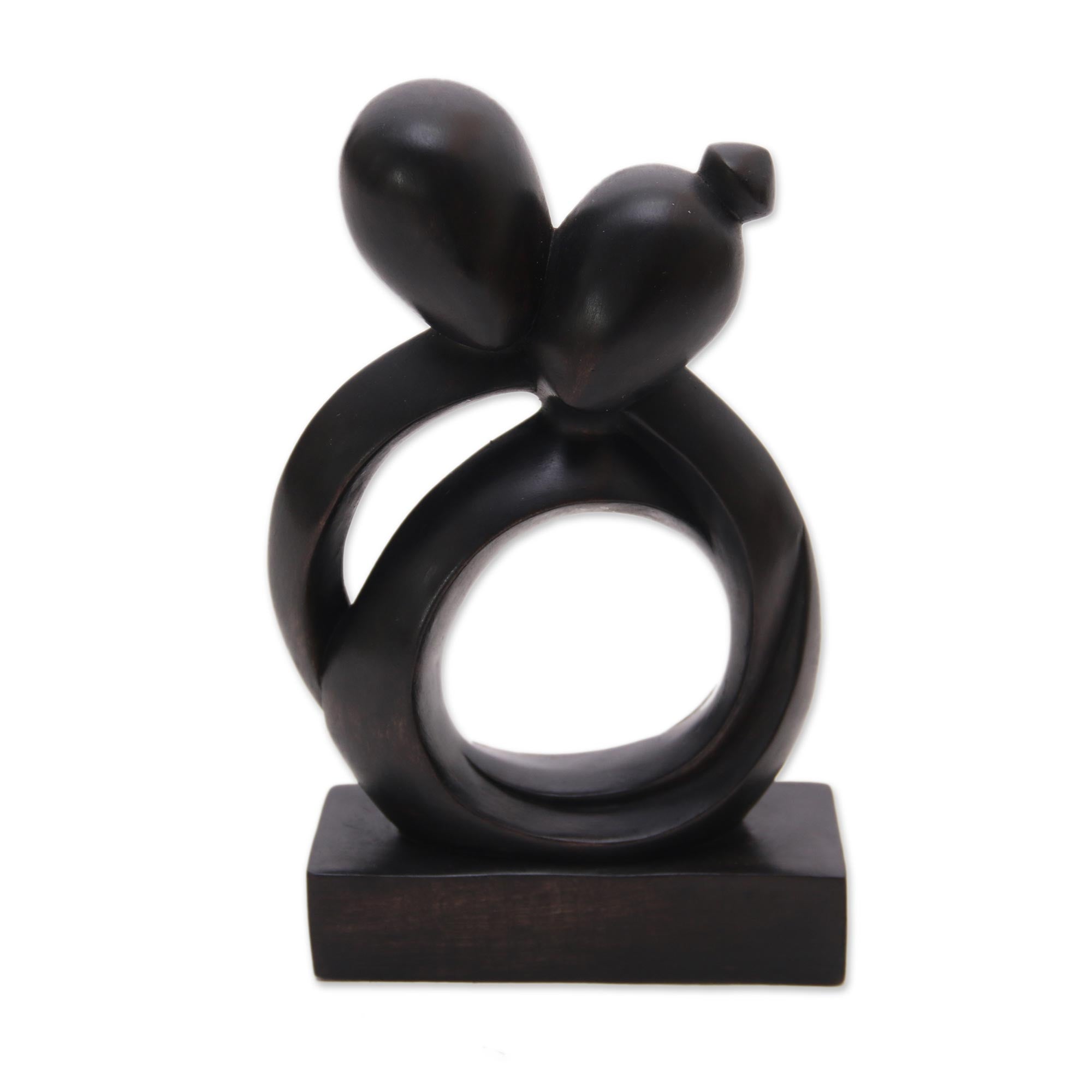 Premium Romantic Suar Wood Sculpture - Handcrafted Abstract Art from Indonesia
