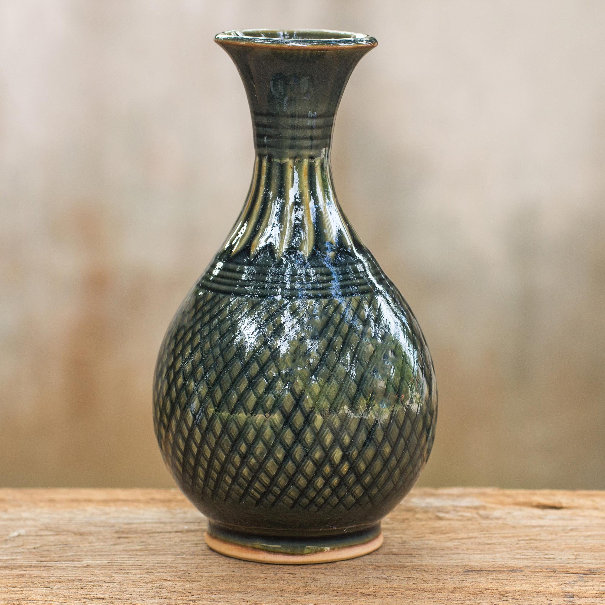 Premium Celadon Ceramic Vase - Handcrafted Art Piece