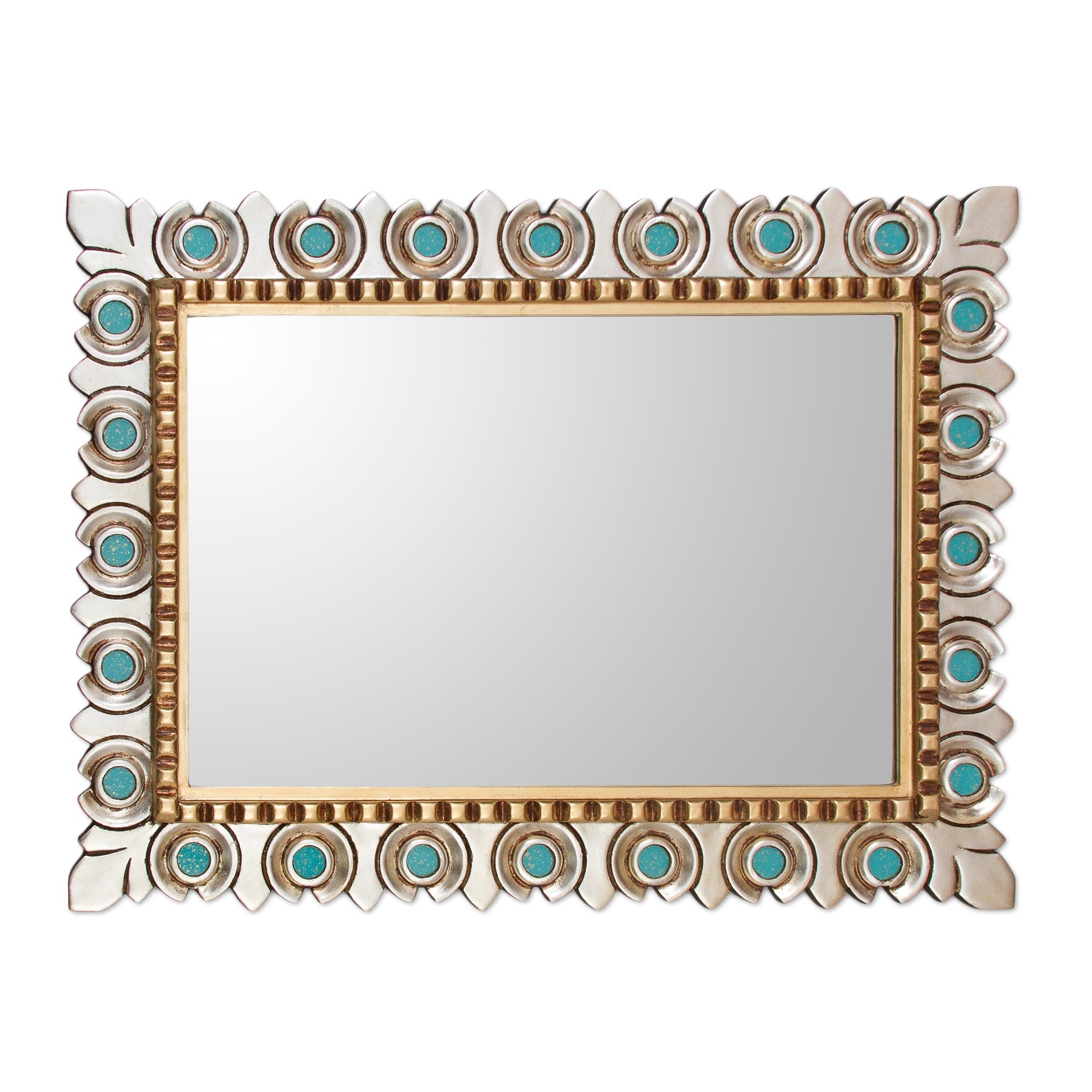 Premium Colonial Fleur de Lis Gilded Wood Wall Mirror - Handcrafted in Peru