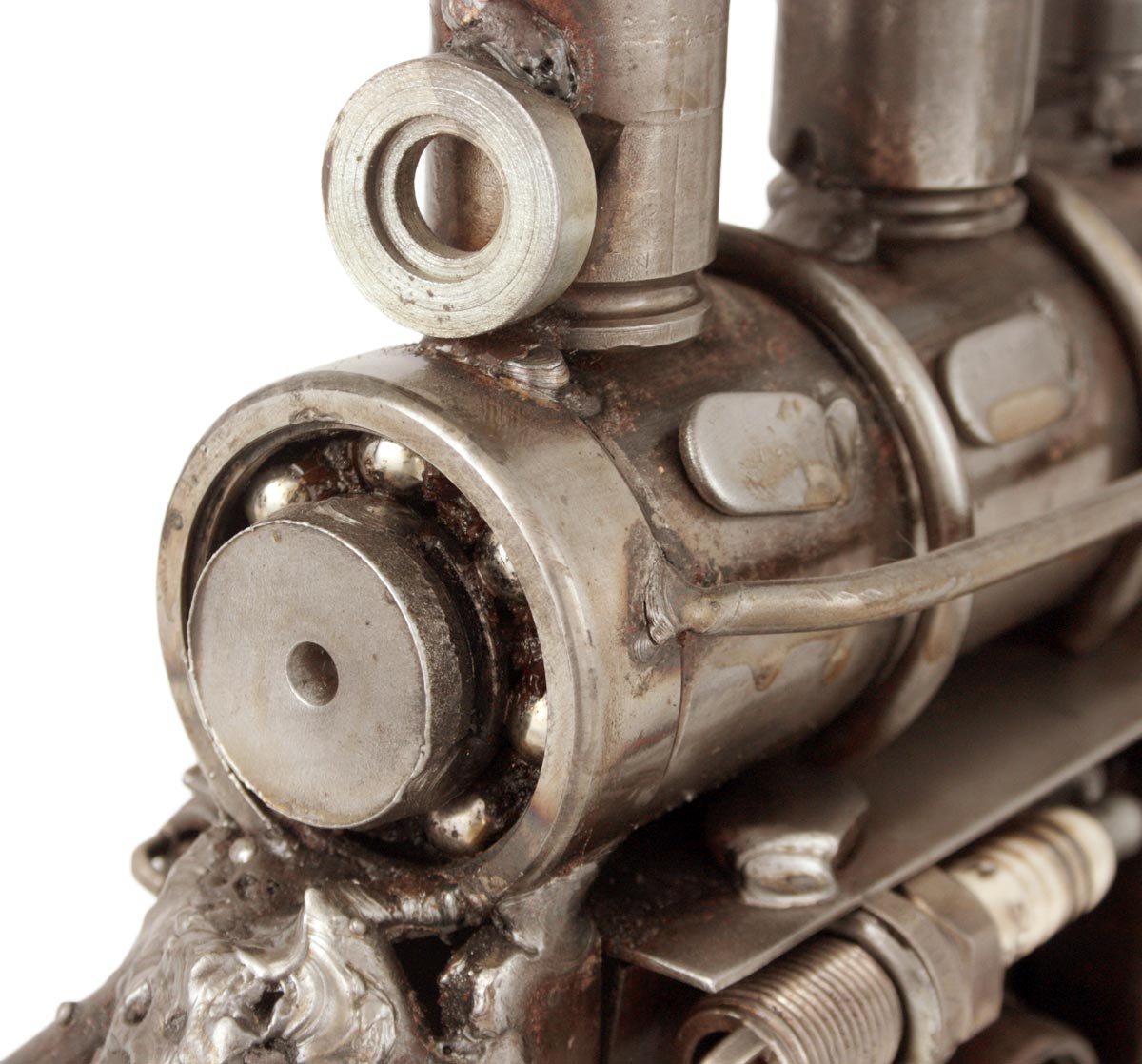 Premium Rustic Locomotive Sculpture - Unique Recycled Metal Train Art (11 Inch)