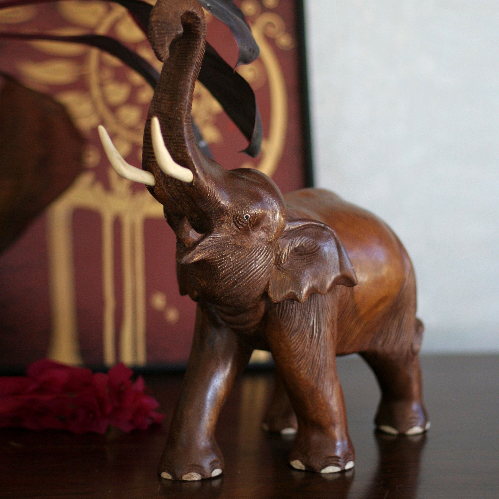 Premium Handcrafted Elephant Joy Wood Sculpture