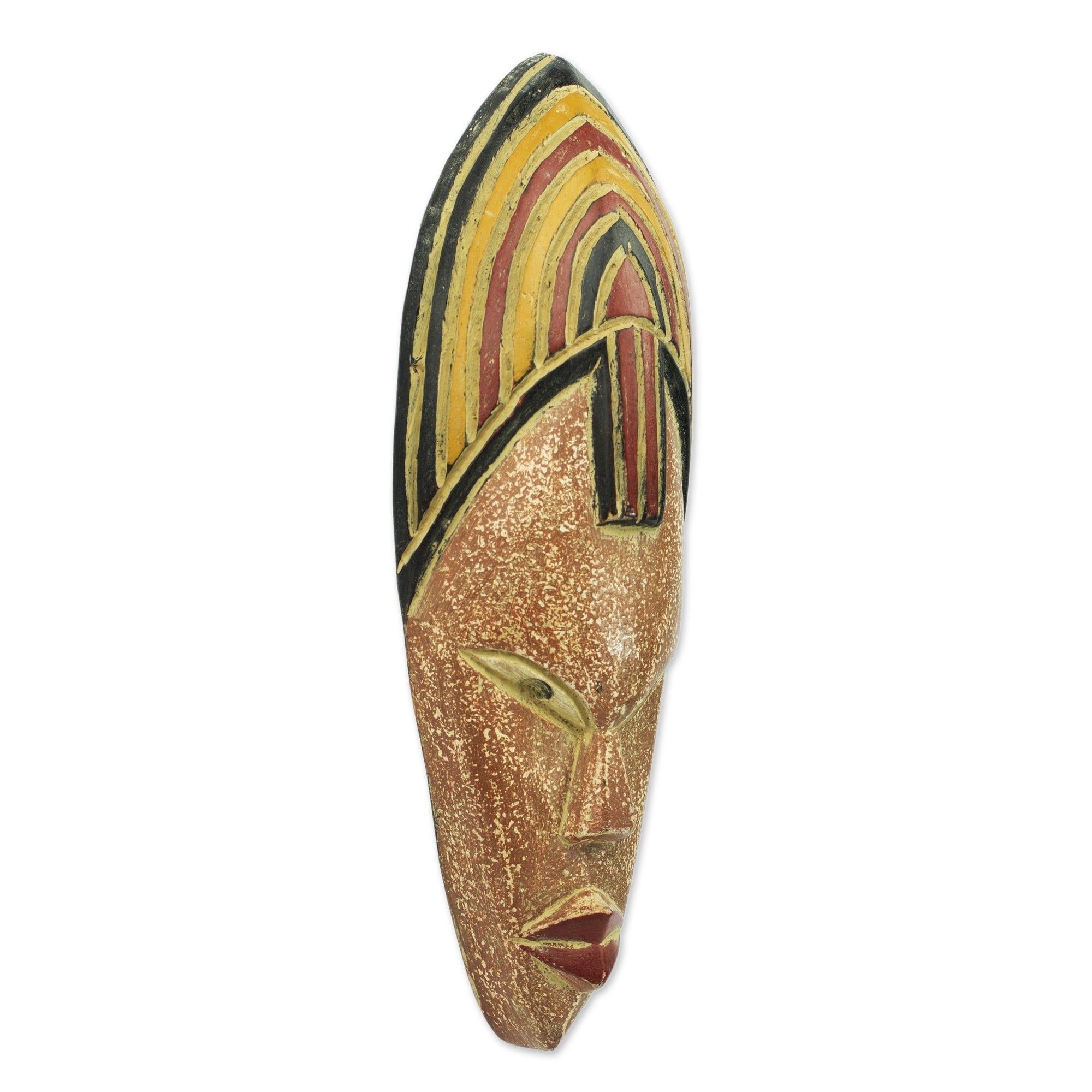 Premium Hand-Carved African Sese Wood Wall Mask – Adedogbo 'Joyfulness is a Crown'