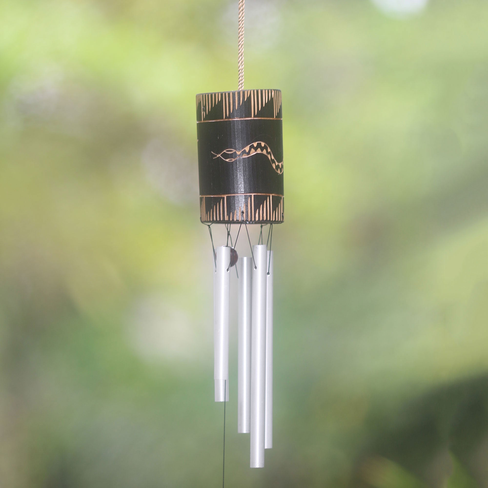 Premium Bali-Inspired Snake Charm Wind Chime | Handmade Bamboo & Aluminum Design