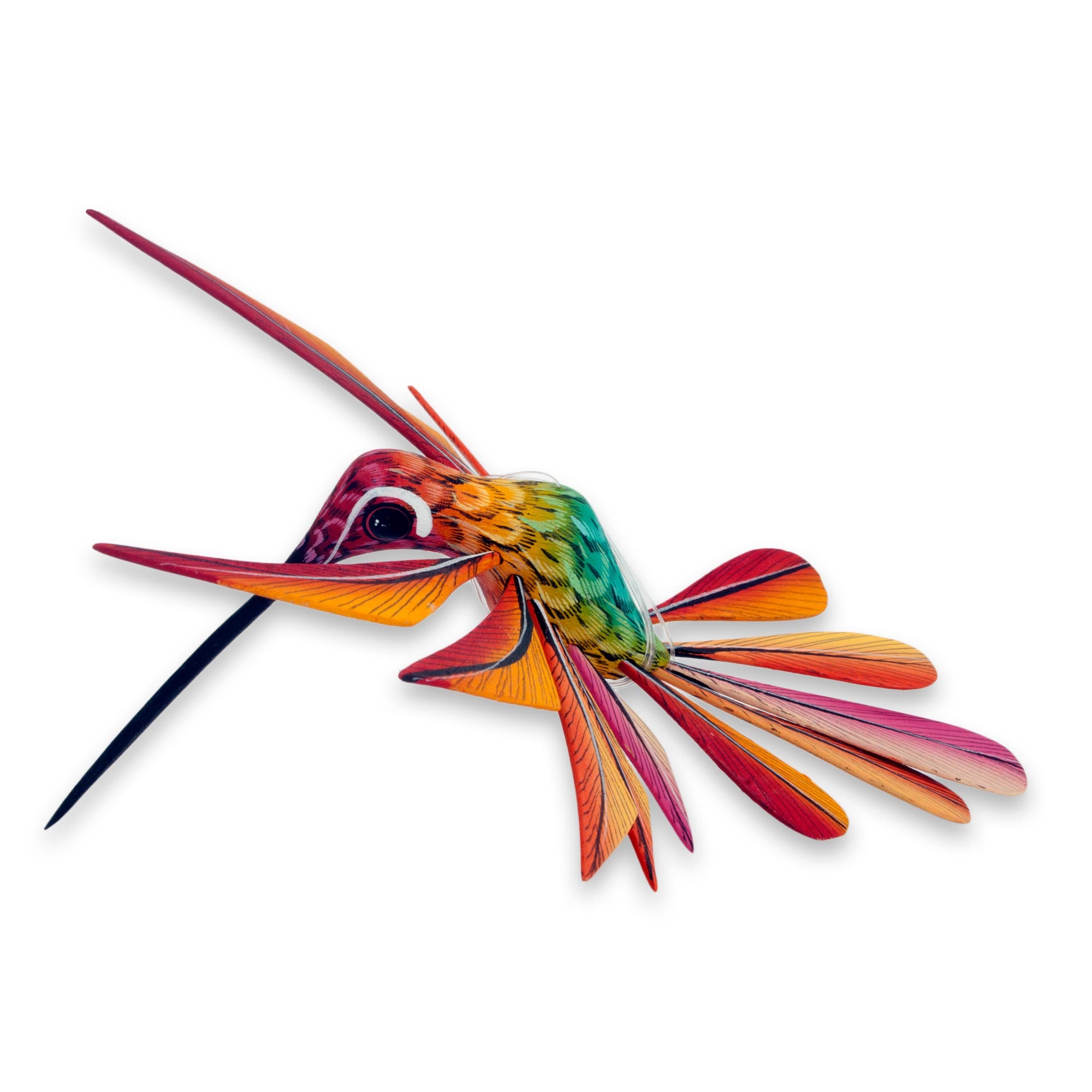 Premium Handcrafted Multi-Color Hummingbird Alebrije Sculpture - Oaxacan Folk Art