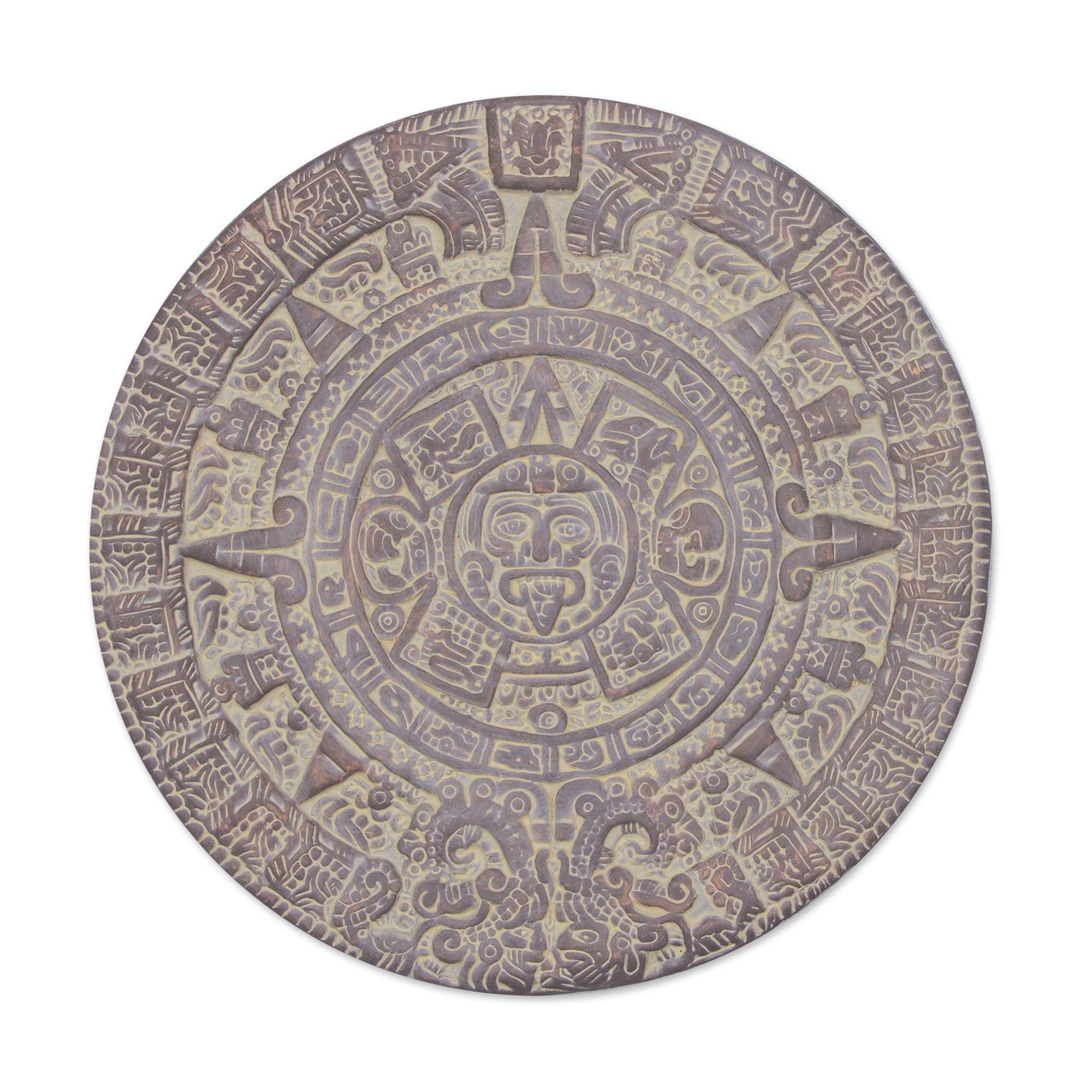 Premium Aztec Sun Stone Calendar - Authentic Mexico Archaeological Ceramic Art