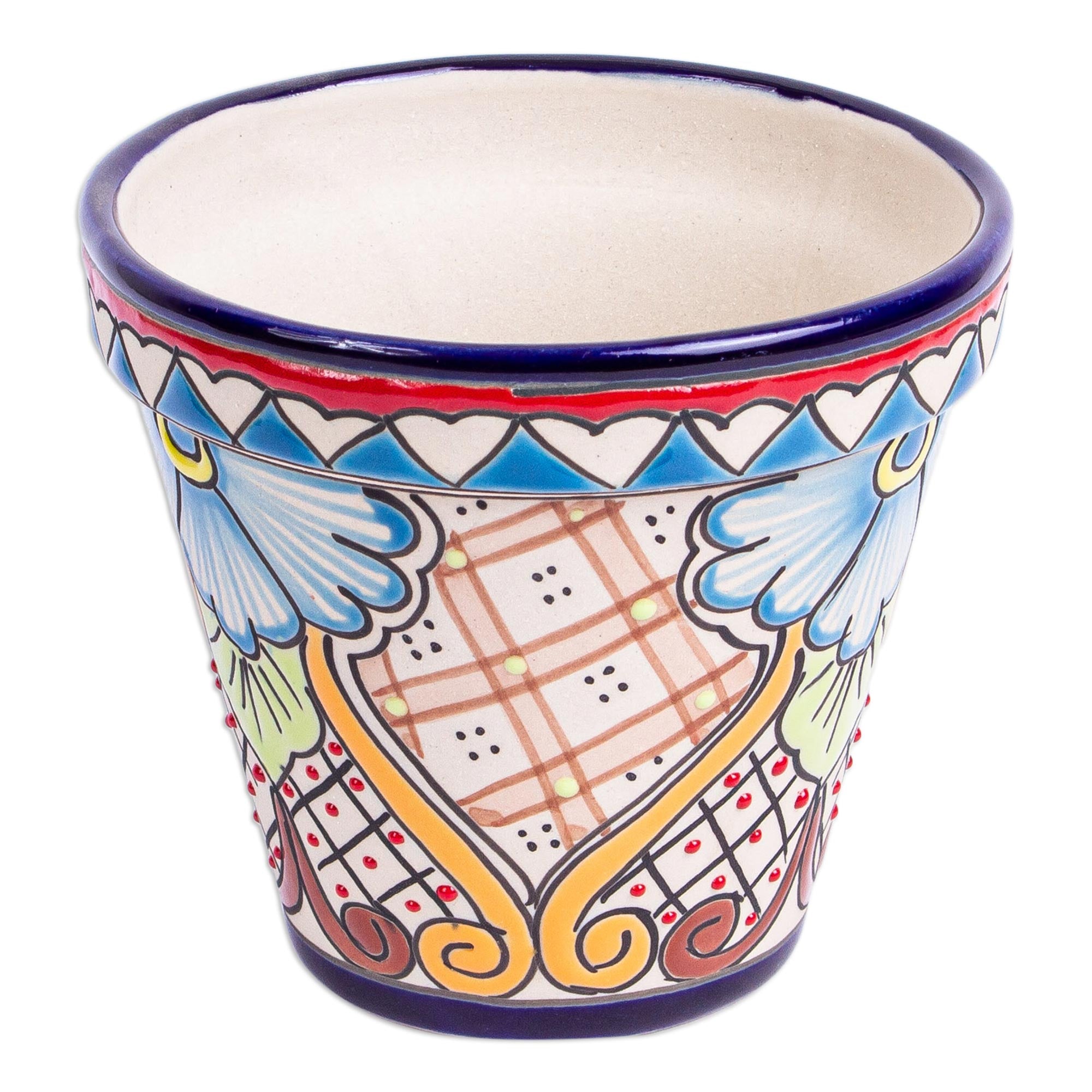 Premium Talavera Style Ceramic Flower Pot - Vibrant Floral Motif for Indoor & Outdoor Decor