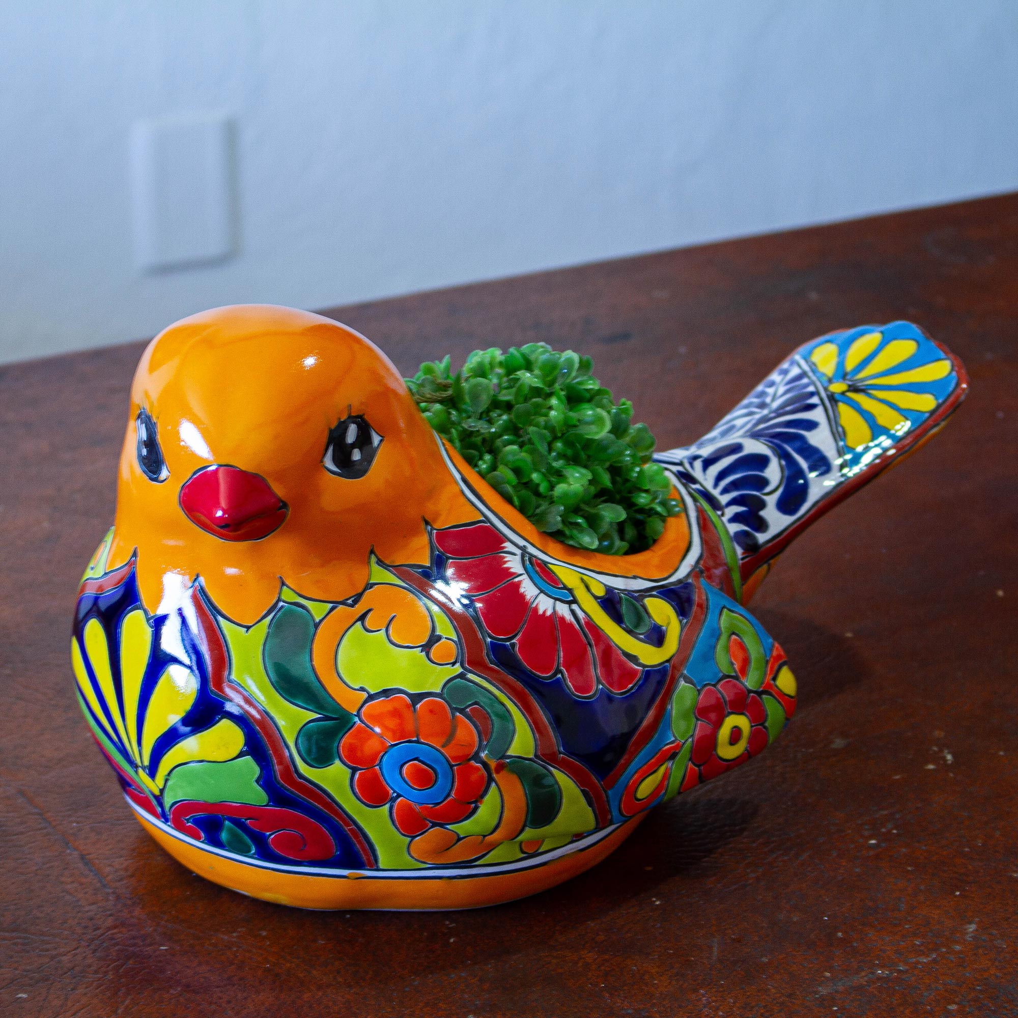 Premium Talavera-Style Ceramic Dove Planter - Handcrafted in Mexico
