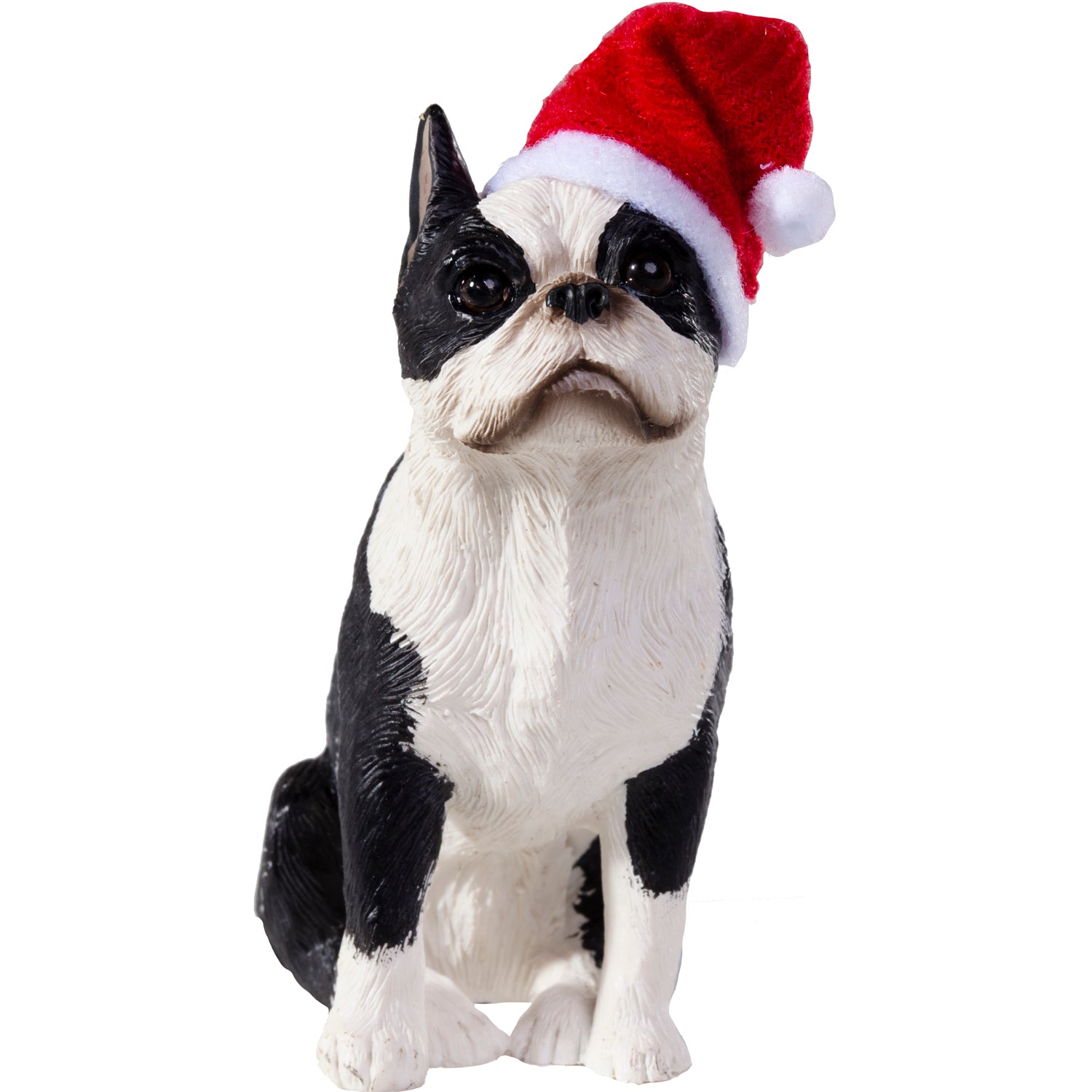 Premium Boston Terrier Christmas Ornament with Santa Hat