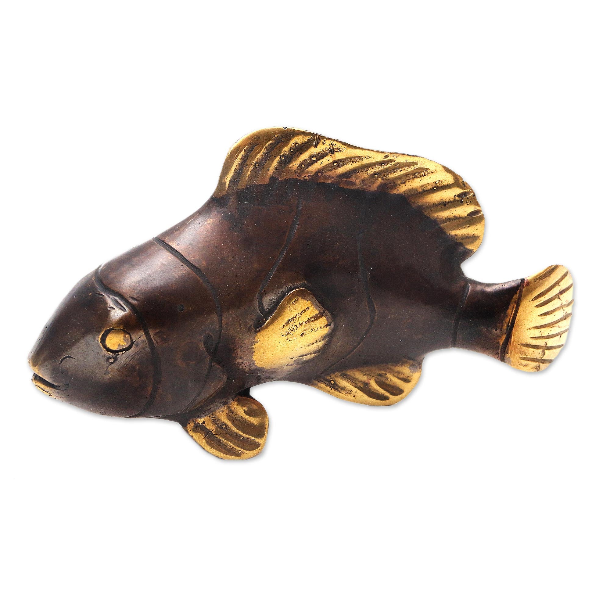 Premium Antique Clownfish Bronze Sculpture - Handcrafted Balinese Art