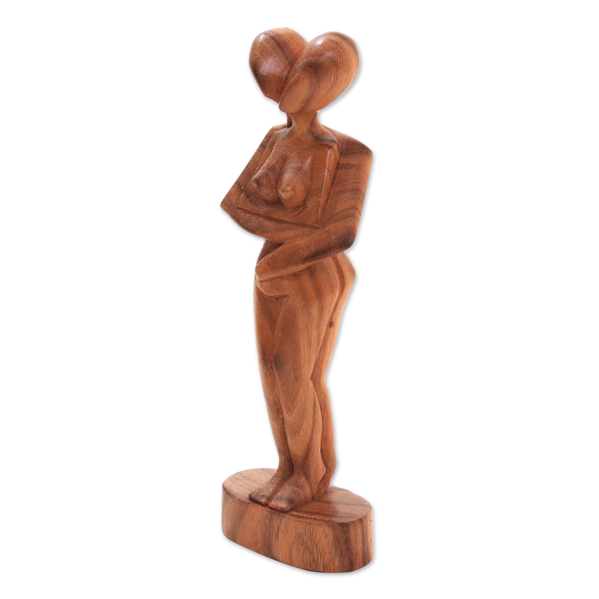 Premium Romantic Embrace Suar Wood Sculpture – Handcrafted Artistry