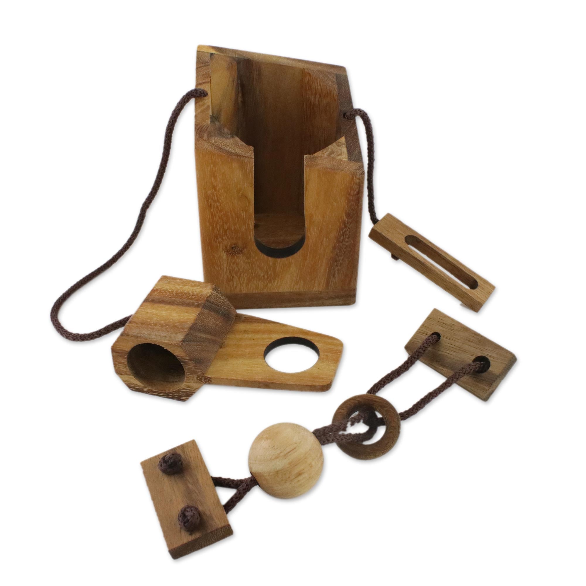 Premium Thai Wooden Puzzle Wine Bottle Holder - Ultimate Dinner Party Challenge