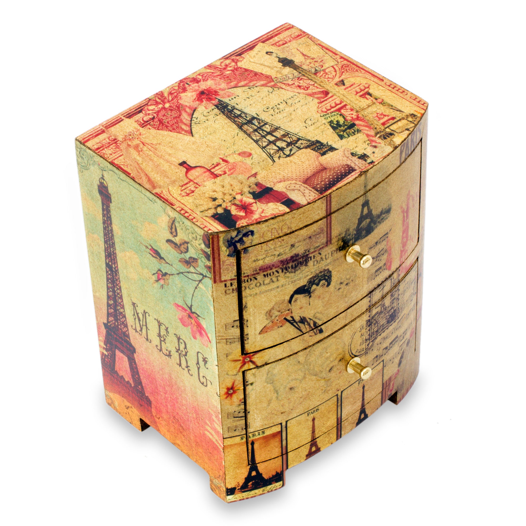 Premium Carlota's Secret Artisan Crafted Wood Decoupage Jewelry Chest - Ultimate Storage Solution