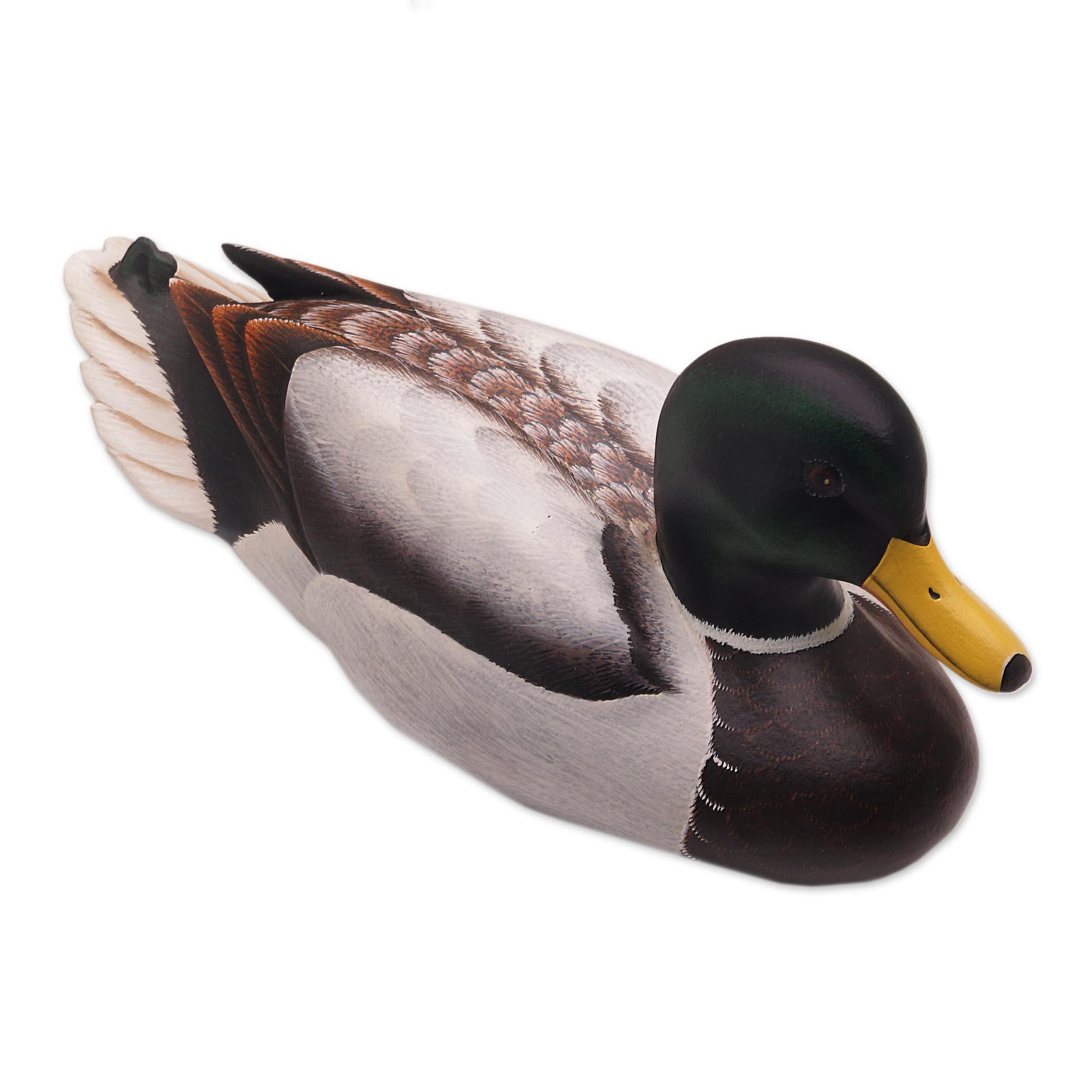 Premium Hand Carved Male Mallard Statuette - Ultimate Home Decor