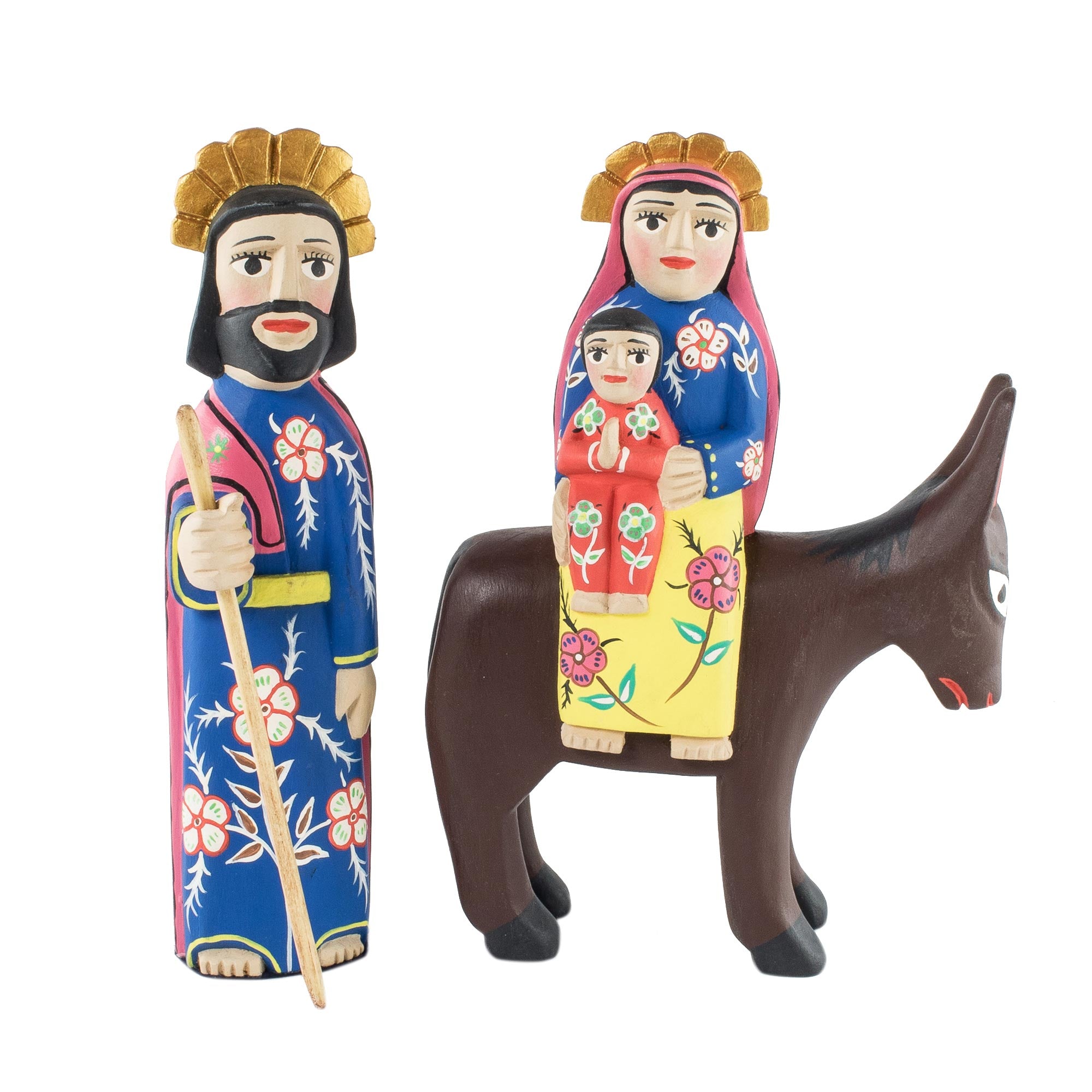 Premium Hand-Carved Wooden Sculptures: The Holy Family's Flight to Egypt