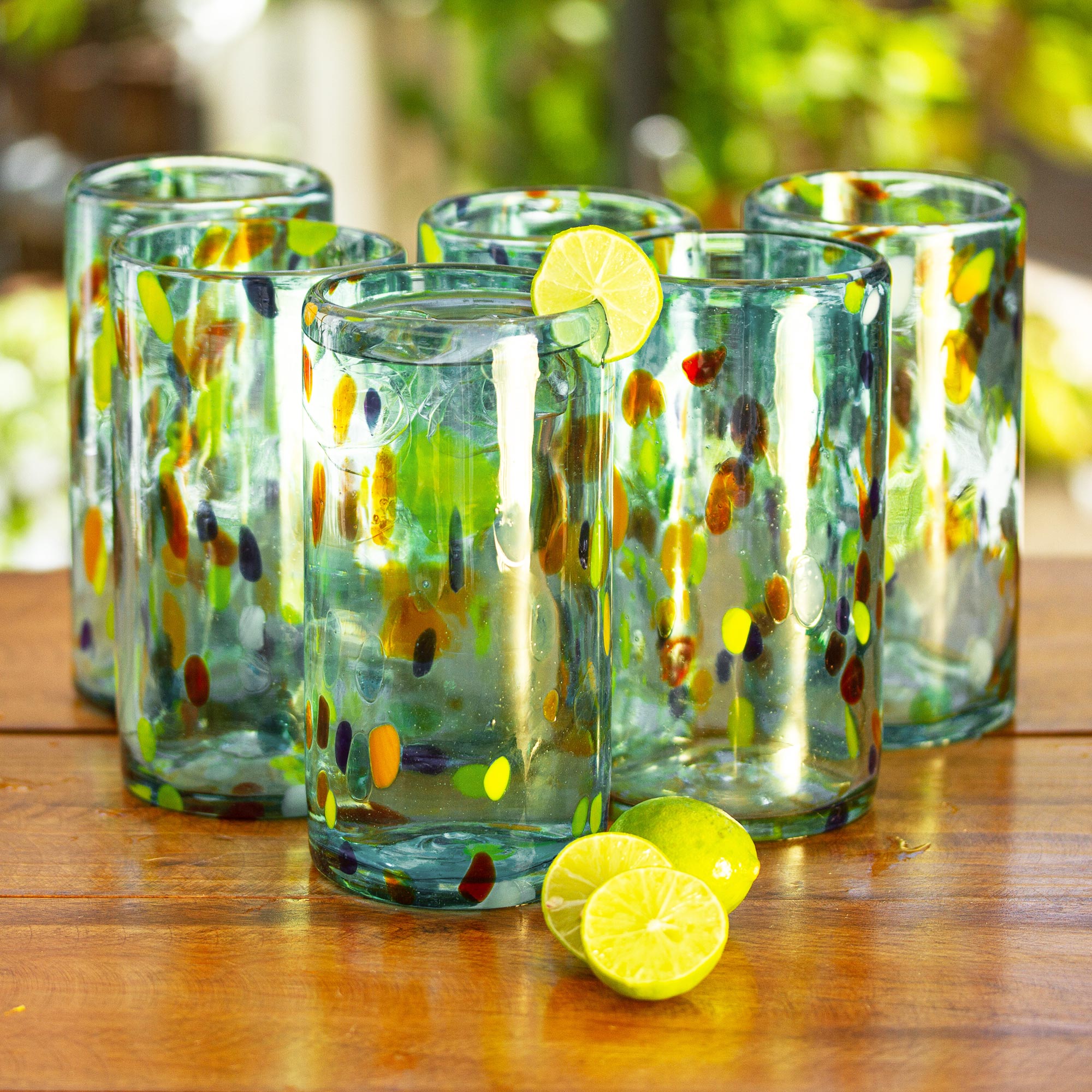 Premium Handcrafted Sky Rainbow Glass Tumblers - Set of 6